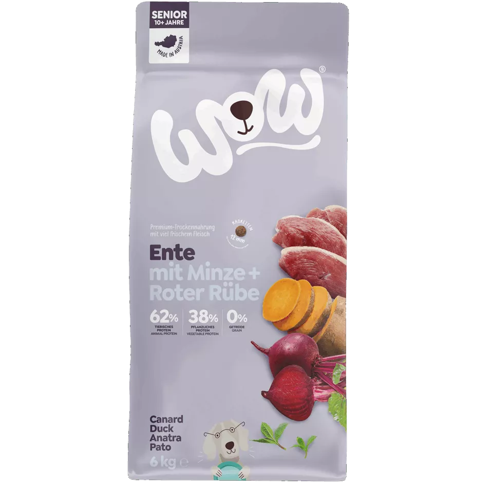 Trockenfutter für Hunde WOW Ente Senior Trockenfutter 1kg,6kg,12kg Gray