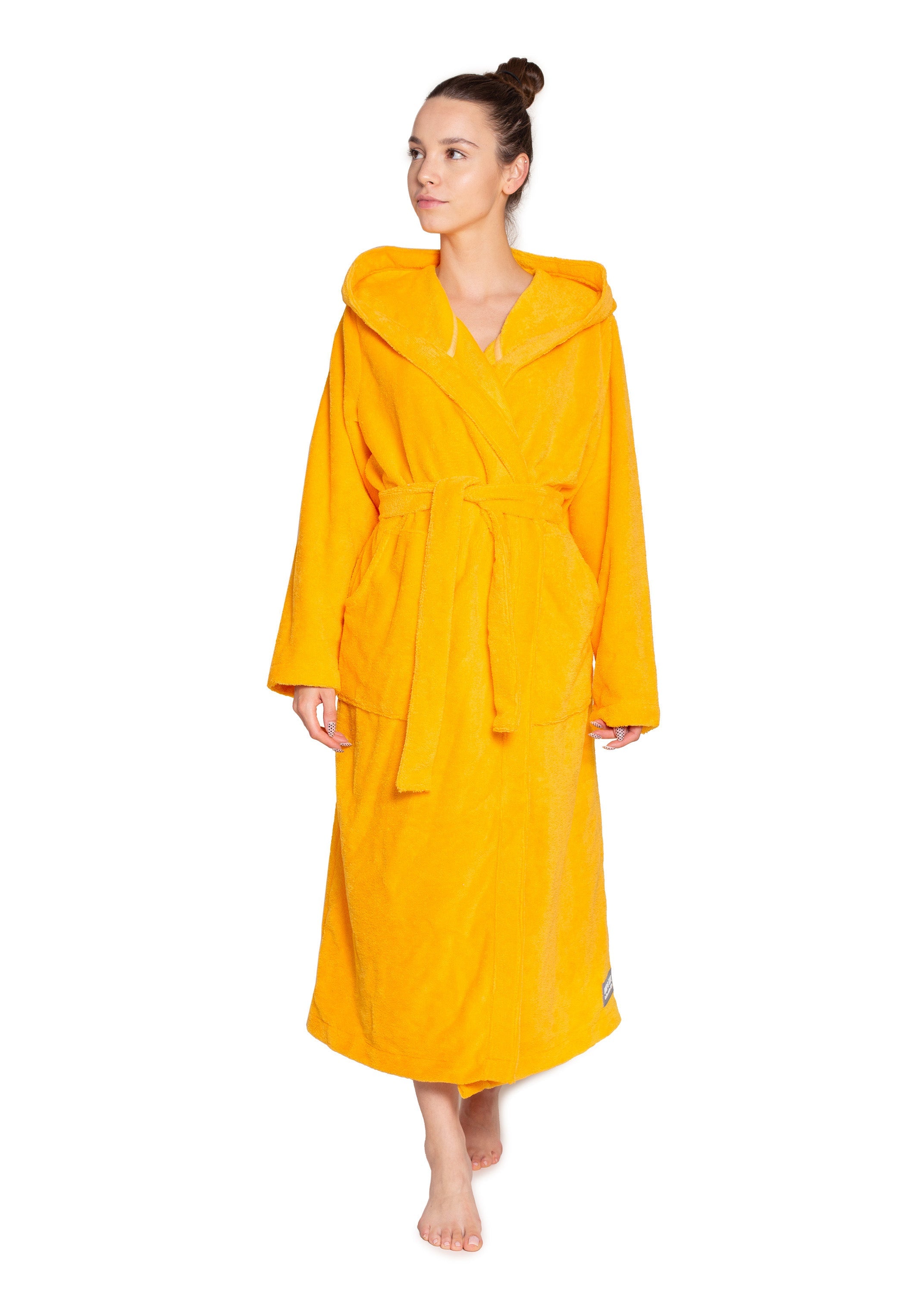 Bamboo Bademantel aus Bambusfaser, FrontalansichtUnisex Shiny Mustard XS/S/M,L/XL/XXL Orange