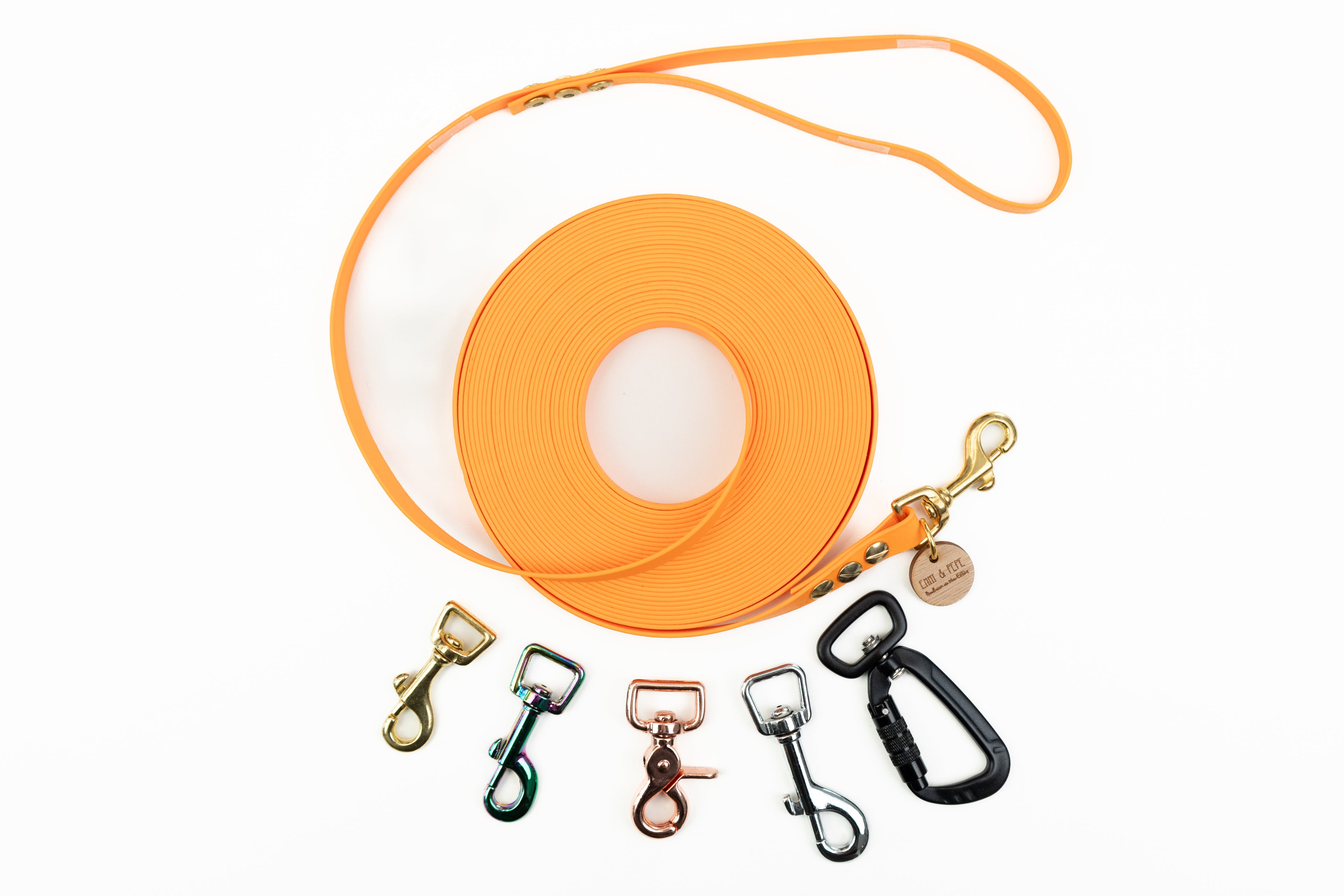 SuperflexSchleppleine-Orange 15m mit abnehmbarer Handschlaufe - rose