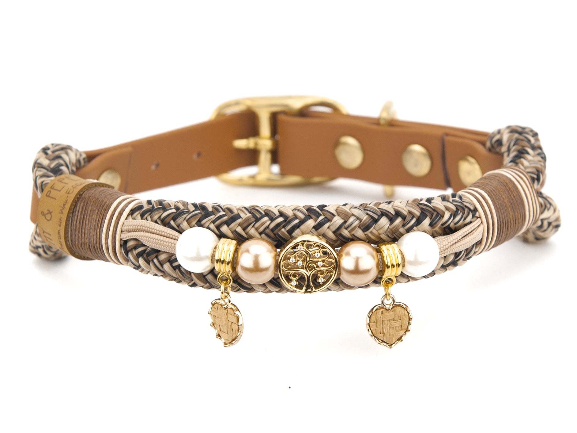 Tauhalsband mit Perlen Golden XS (20-25cm),S (25-33cm),M (33-40cm),L (39-49cm),XL (49-59cm),XXL (59-69cm)