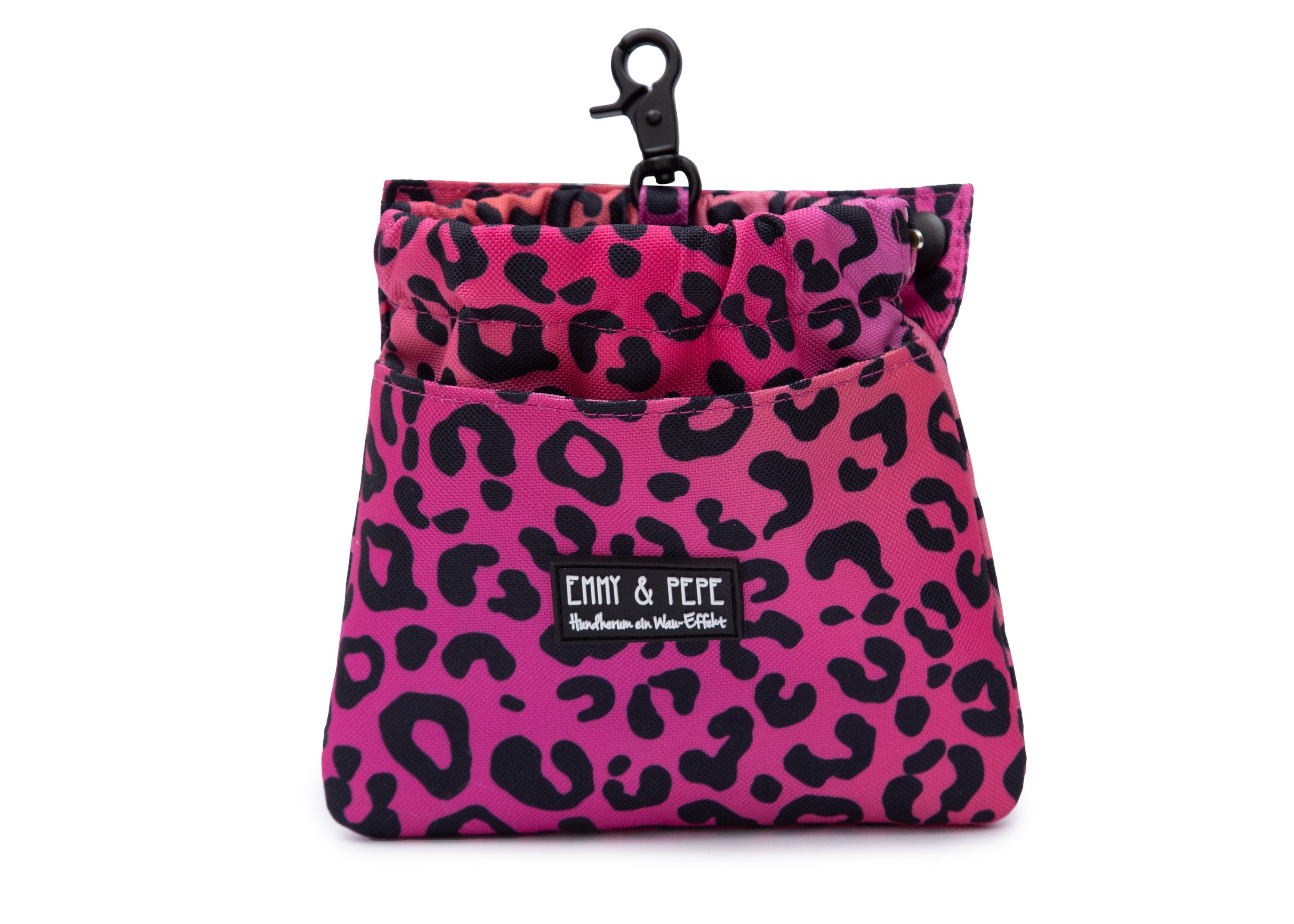 Wau-Pack große Gassitasche, Modell  Leo Pink, pink mit Leomuster, Gurtlängen:  S (60-85cm),M (80-110cm),L (100-145cm) - bei jedem Spaziergang alles dabei