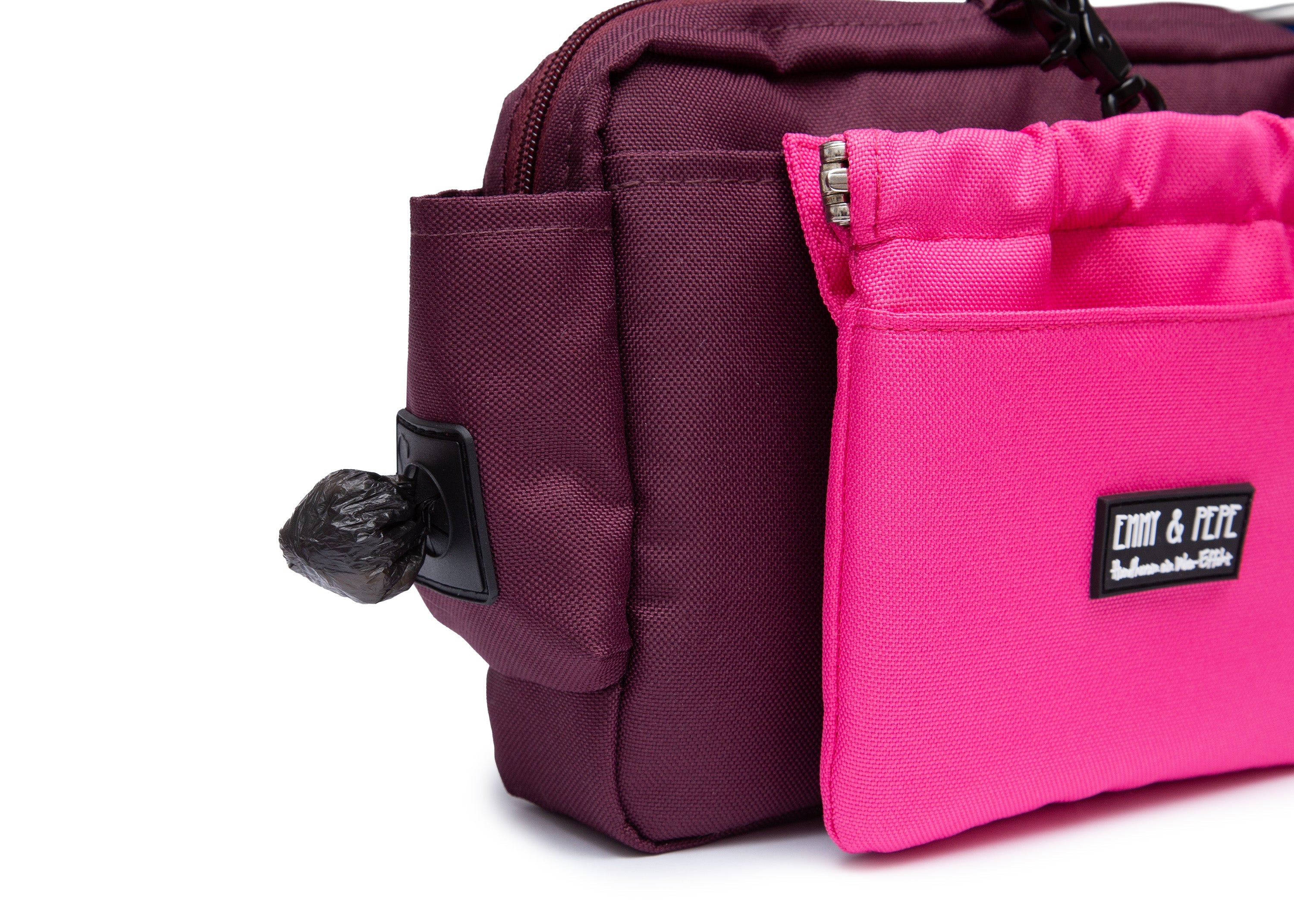 Wau-Pack große Gassitasche, Modell  Pink Berry, Gurtlängen S (60-85cm),M (80-110cm),L (100-145cm) - bei jedem Spaziergang alles dabei - mit Kotbeutelspender