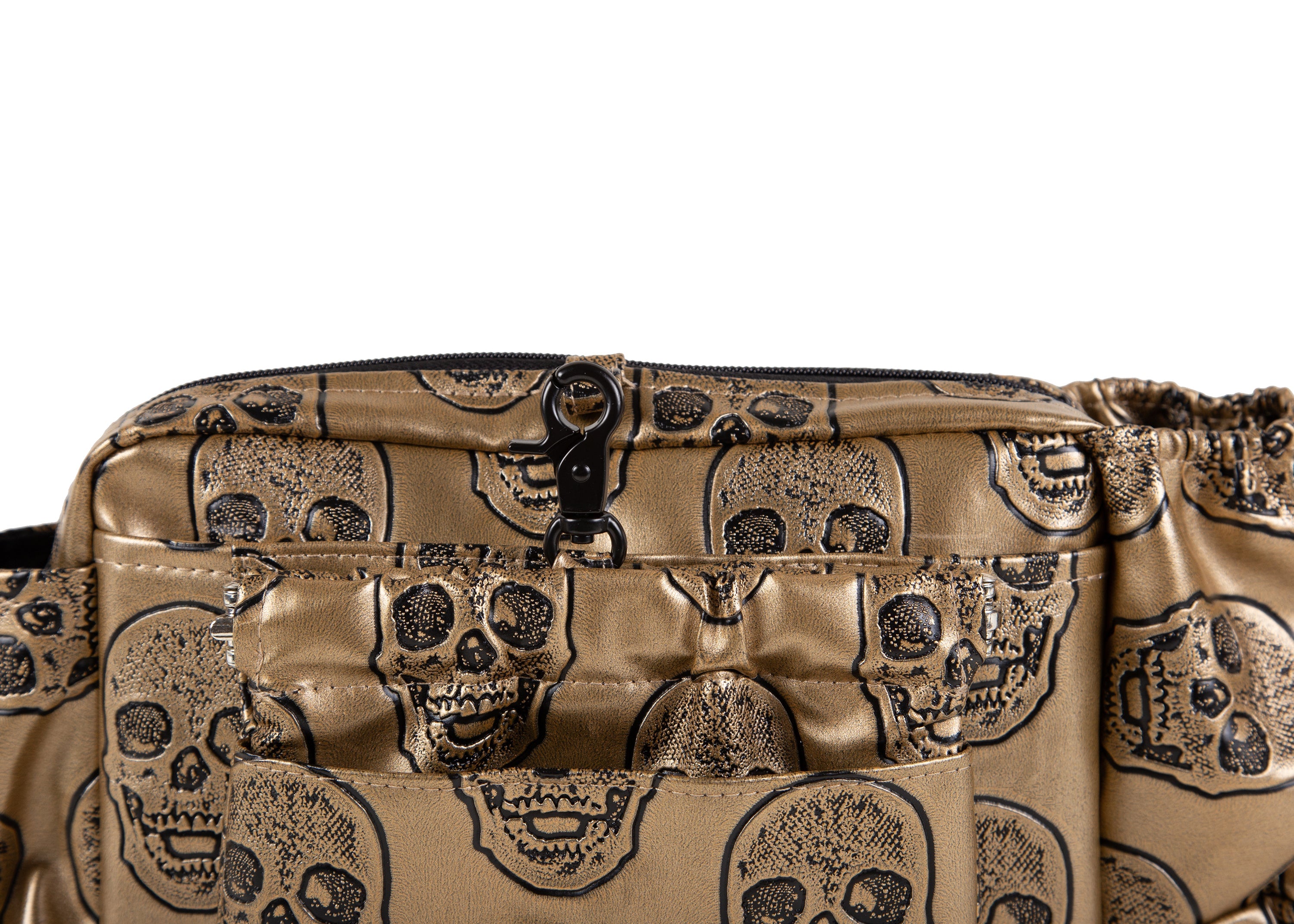 Wau-Pack große Gassitasche, Modell Goldskull, Kunstleder mit Totenkopfmotiv