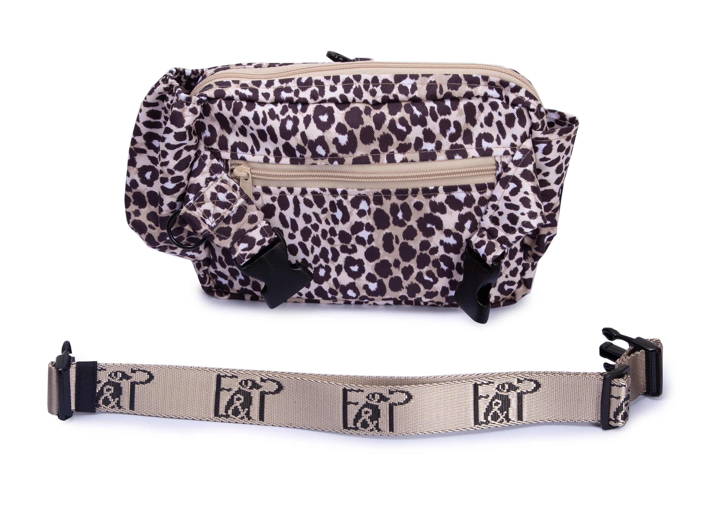 Wau-Pack große Gassitasche, Modell  Leo Dark, dunkles Leopardenmuster - verschiedene Gurtlängen verfügbar