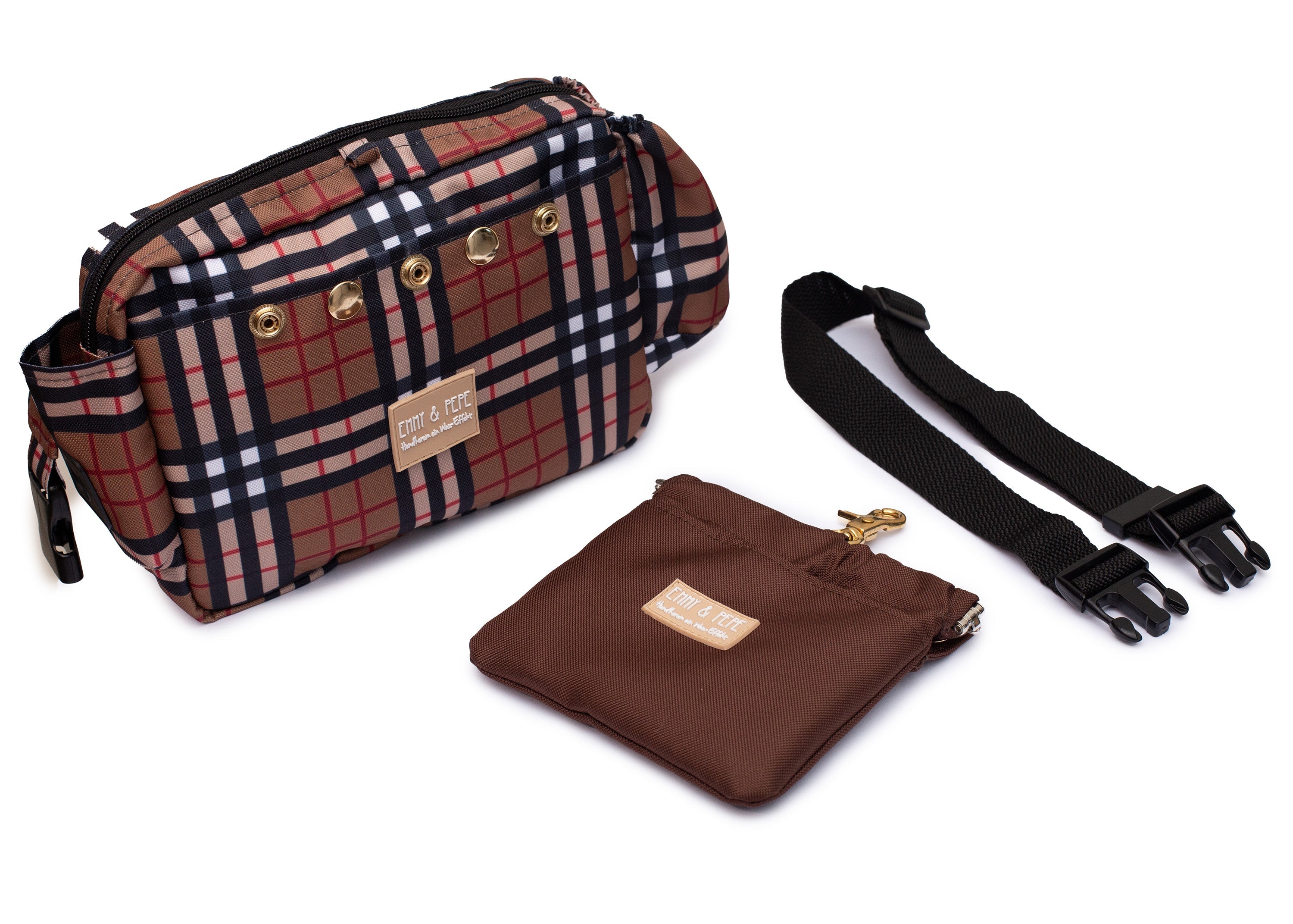 Wau-Pack große Gassitasche, Modell Sherlock, modisches Karomuster