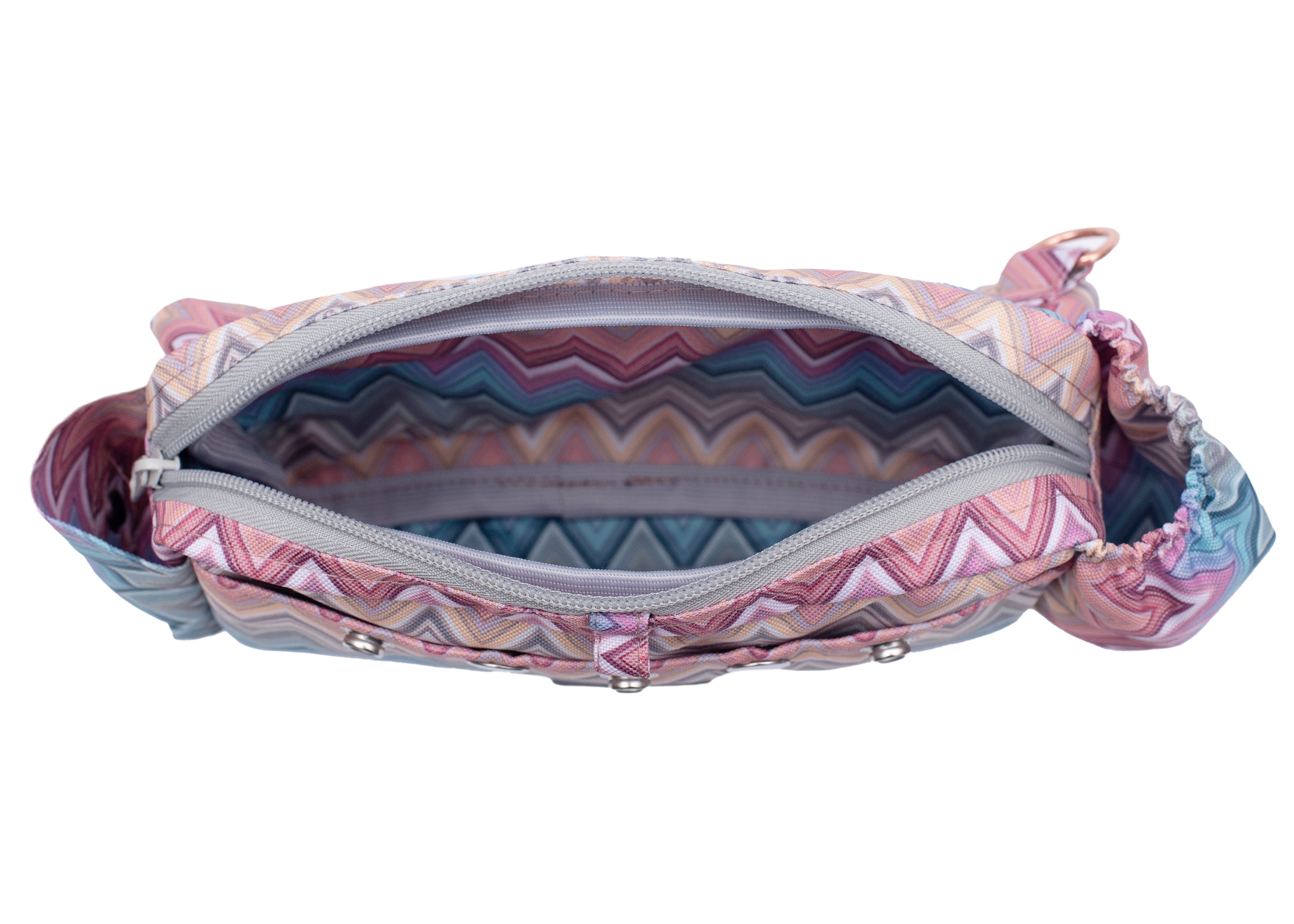 Wau-Pack große Gassitasche, Modell  Waussoni, sanfte Pastelltöne in modischem Zick-Zack-Muster - großes Innenfach mit viel Platz für Geldbeutel, Handy und mehr