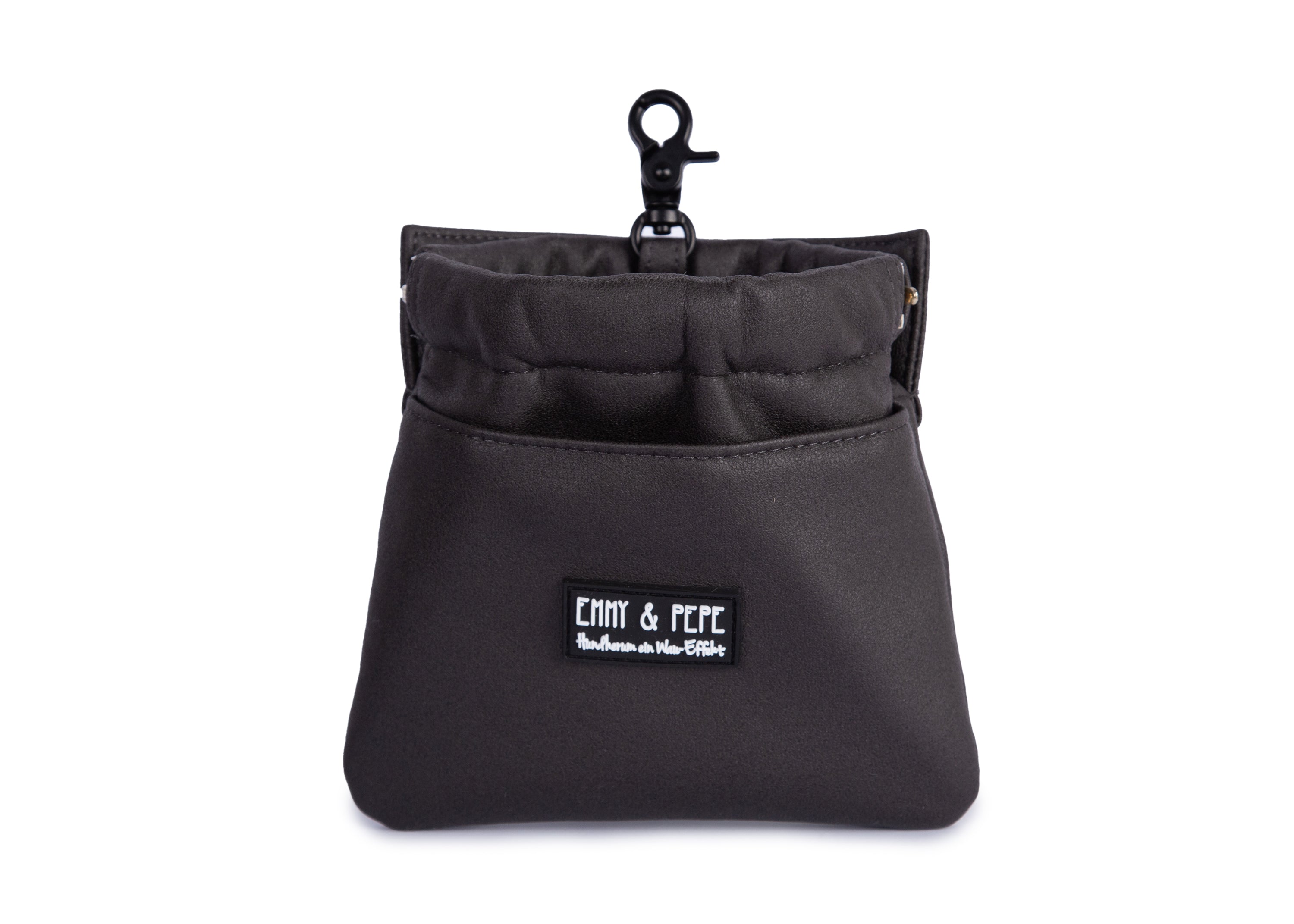 Wau-Pack große Gassitasche, Modell Wildleder Anthrazit - mit Wau-Pocket Leckerlitasche