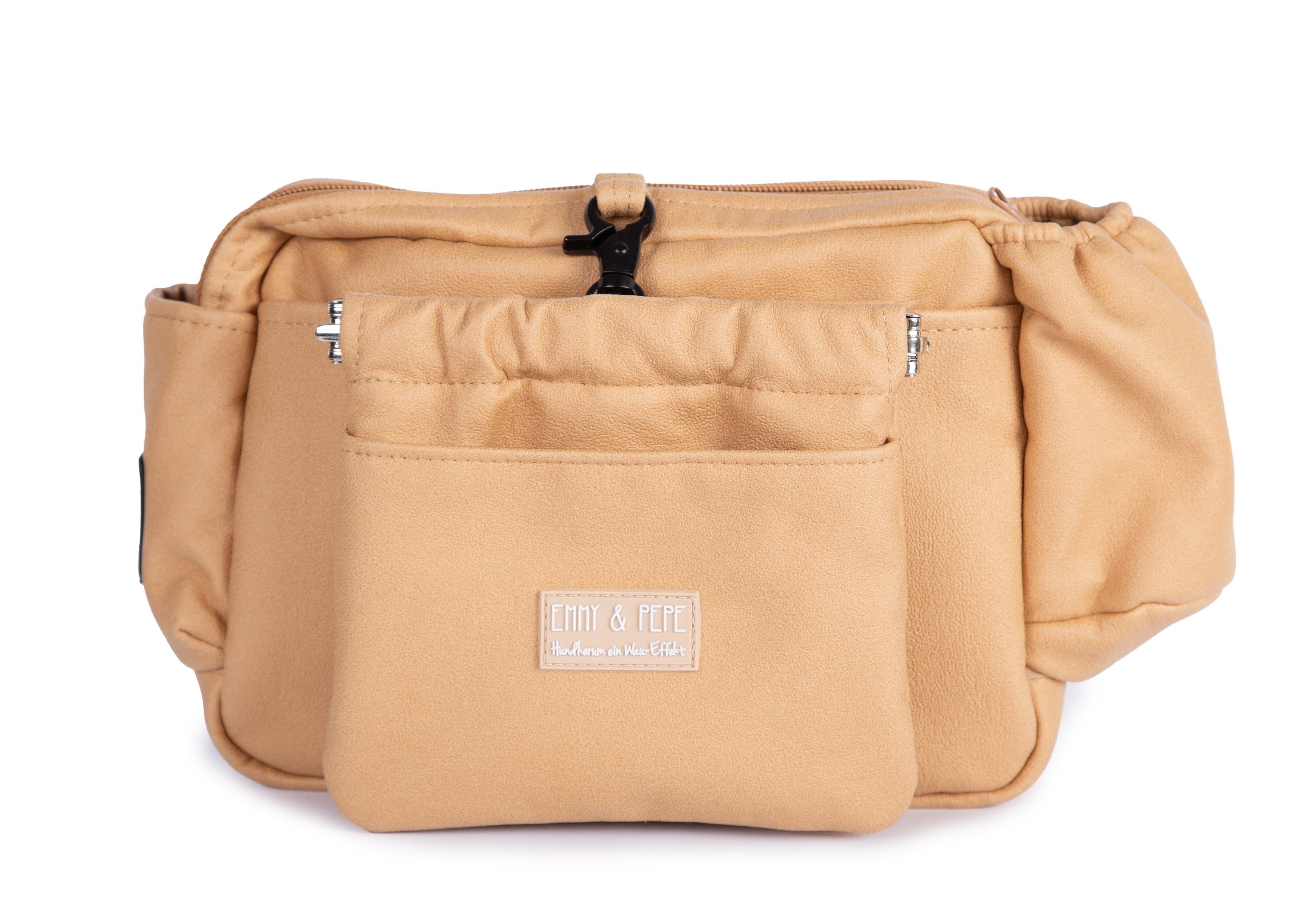 Wau-Pack große Gassitasche, Modell  Wildleder Mustard, Gurtlänge  S (60-85cm),M (80-110cm),L (100-145cm) - bei jedem Spaziergang alles dabei