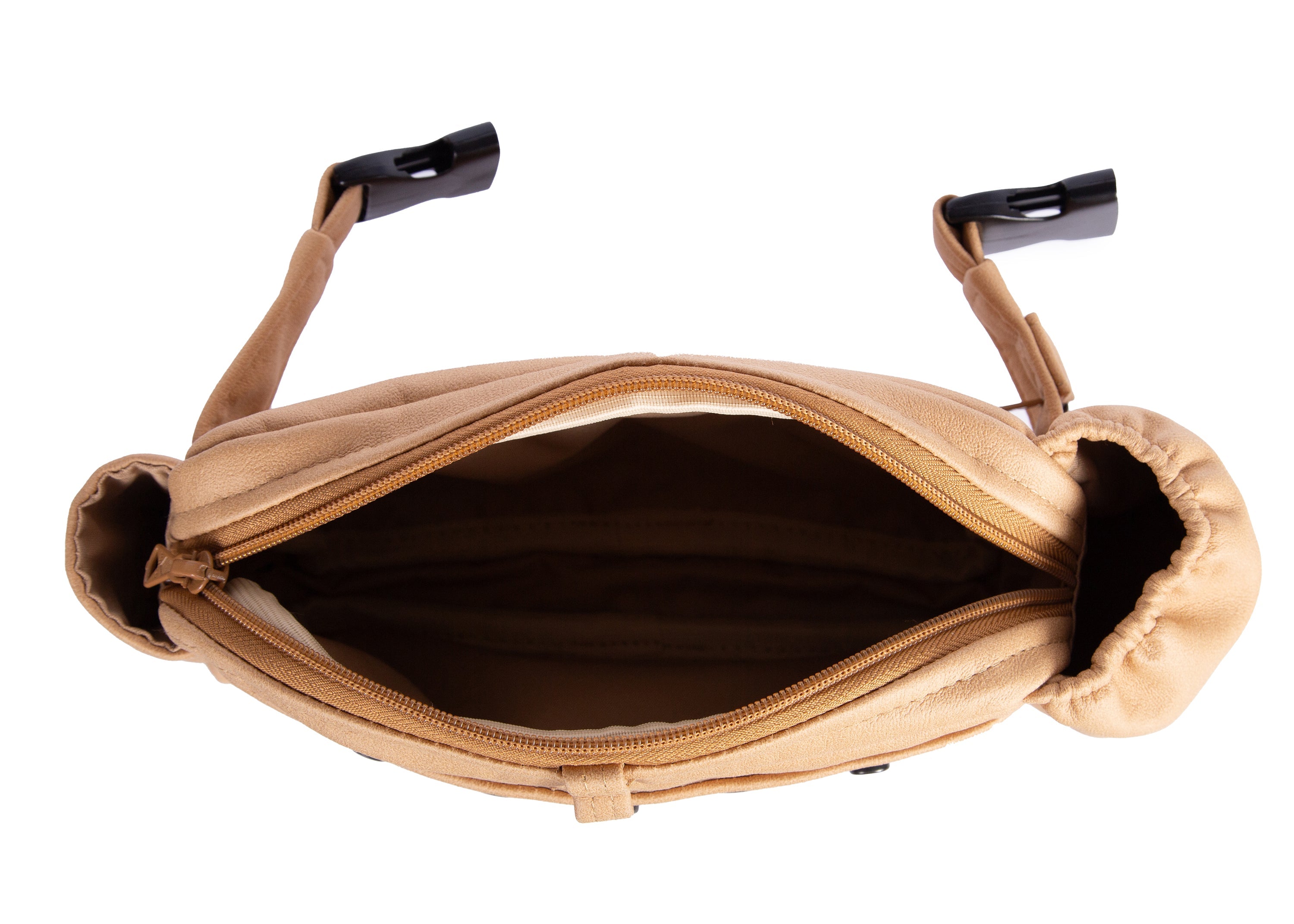 Wau-Pack große Gassitasche, Modell Wildleder Mustard, großes Innenfach mit viel Platz für Geldbeutel, Handy und mehr