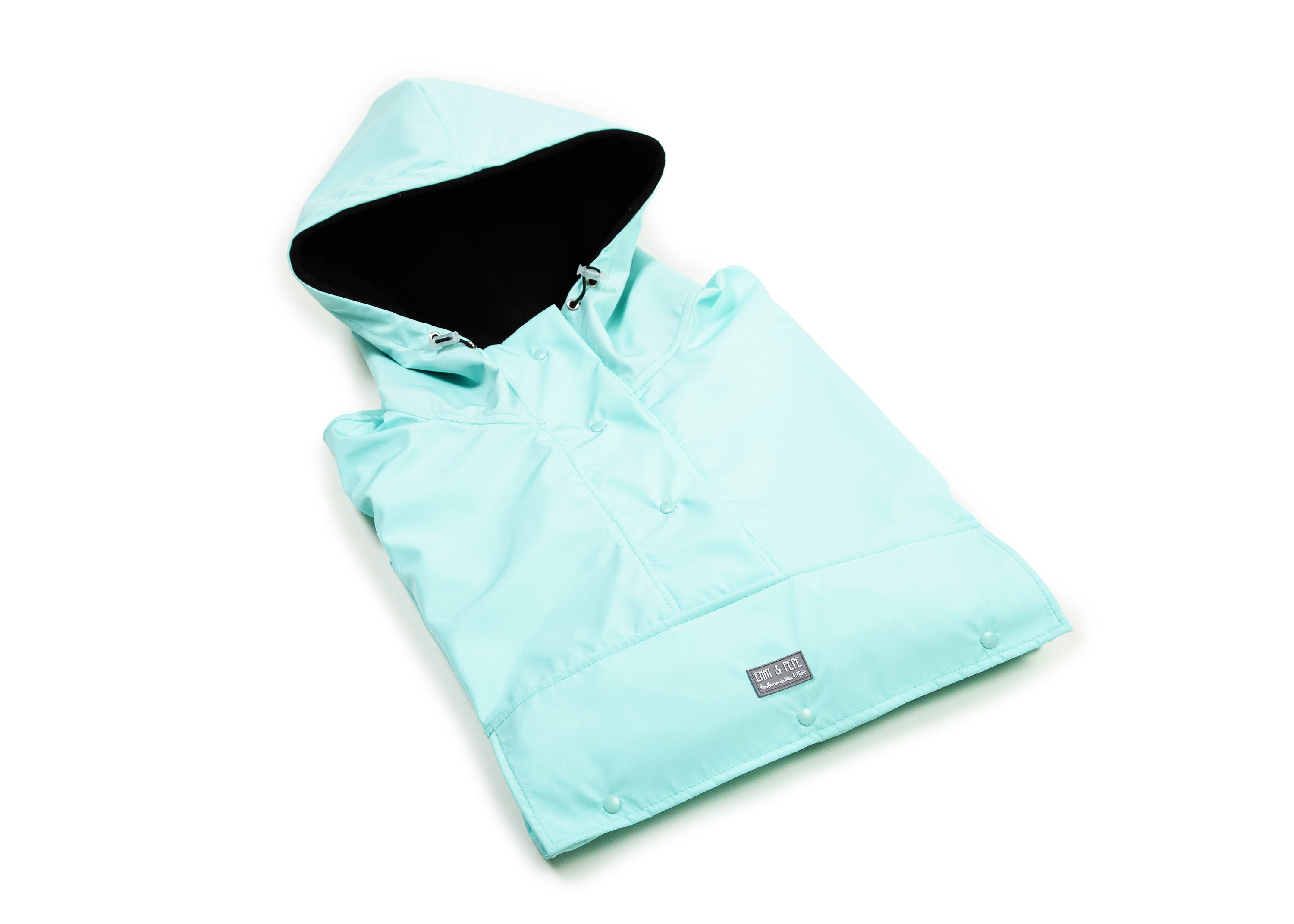 Wau-Poncho Regenponcho für jeden Spaziergang, Modell in Farbe Mint - leicht gefüttert