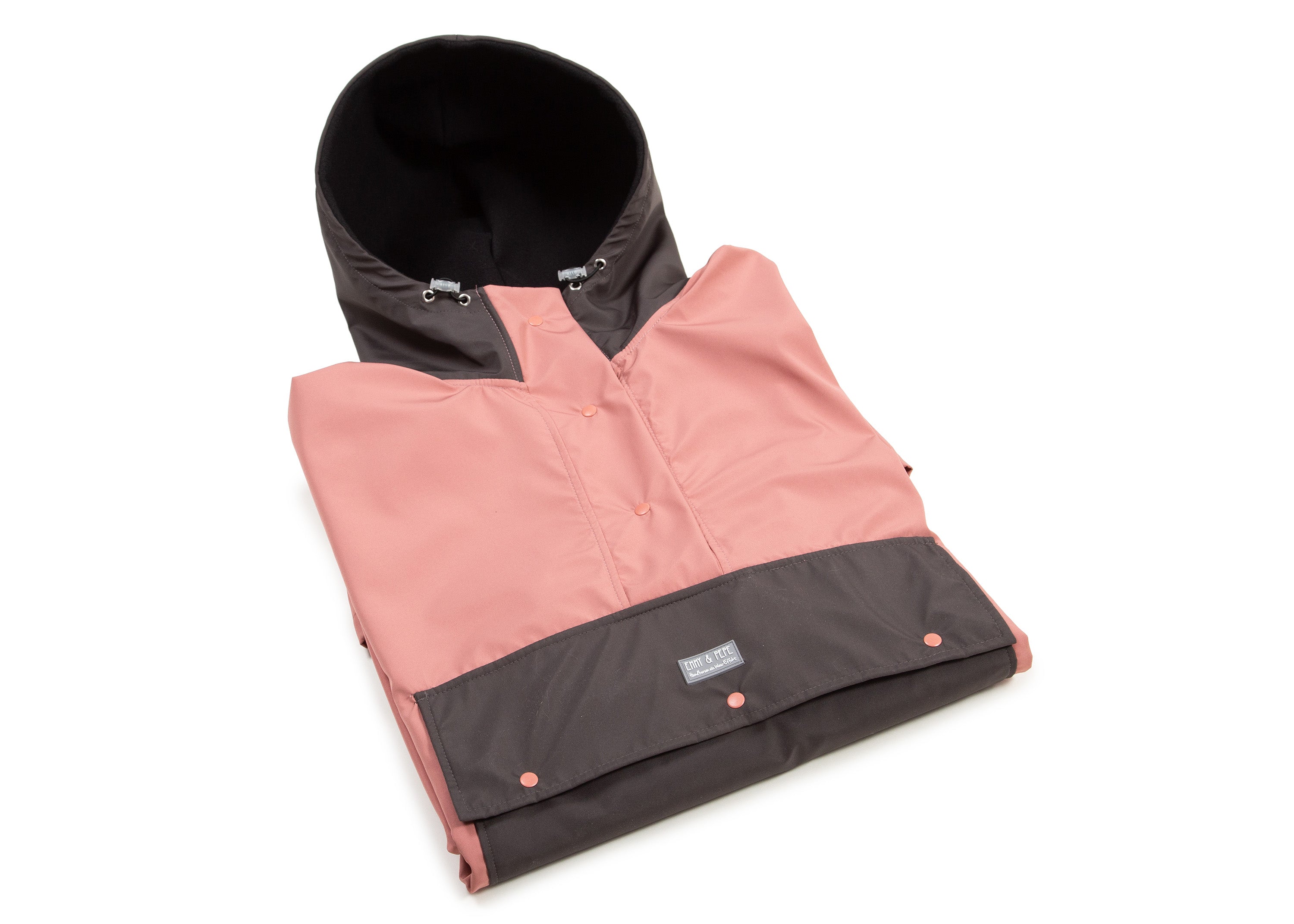 Wau-Poncho Regenponcho, Modell  Rosa-Anthrazit - inklusive großer Kapuze gegen Wind und Regen
