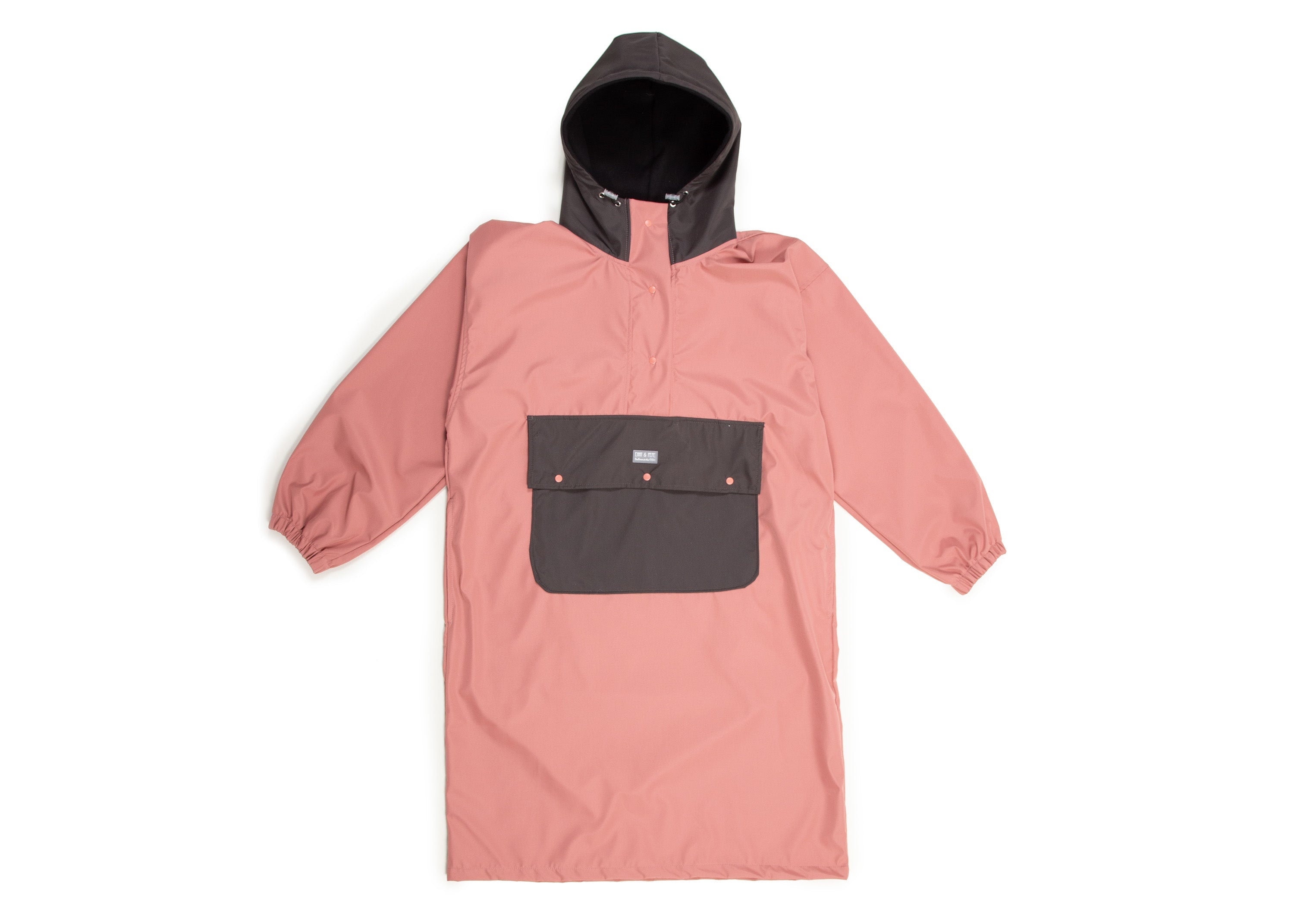 Wau-Poncho Regenponcho, Modell  Rosa-Anthrazit - mehrere Taschen mit viel Platz für alles Wichtige beim Spaziergang