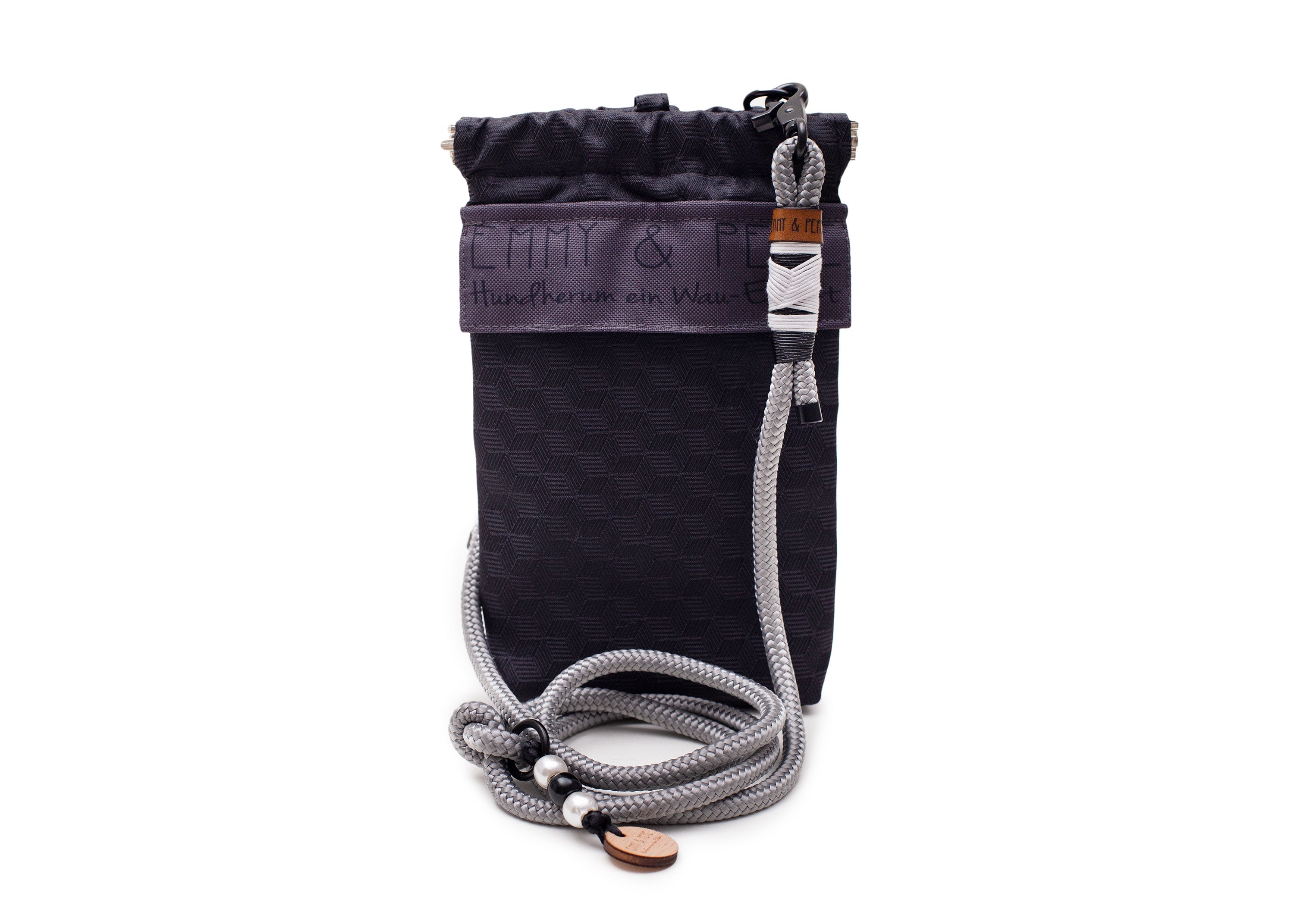 Gassitasche Wau-to-go Fröhliches Schwarz komplett in schwarz mit Schultergurt und mehreren praktischen Fächern