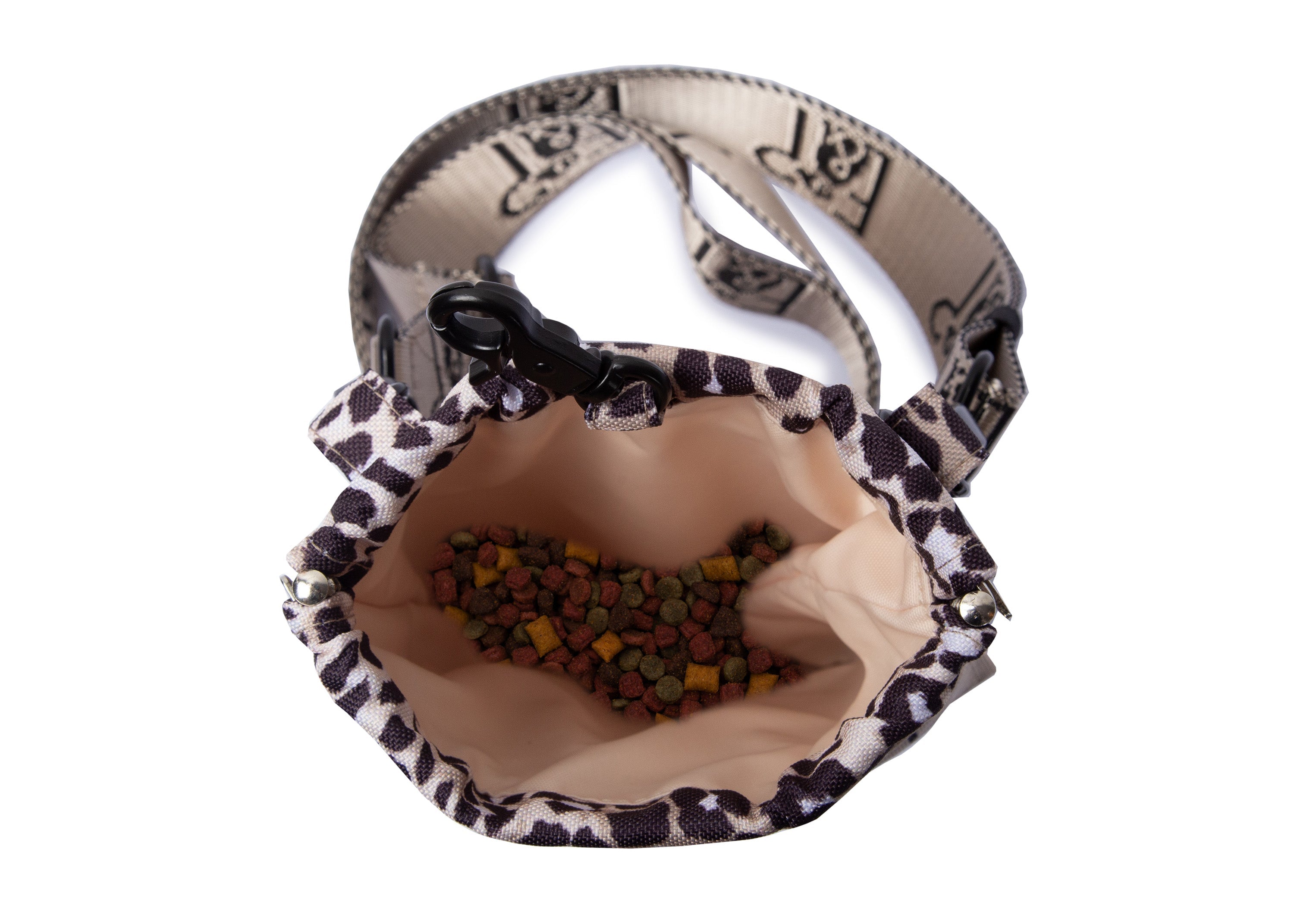 Gassitasche Wau-to-go, Modell  Leo Dark, sytlisches Leo-Muster mit großem Leckerlifach