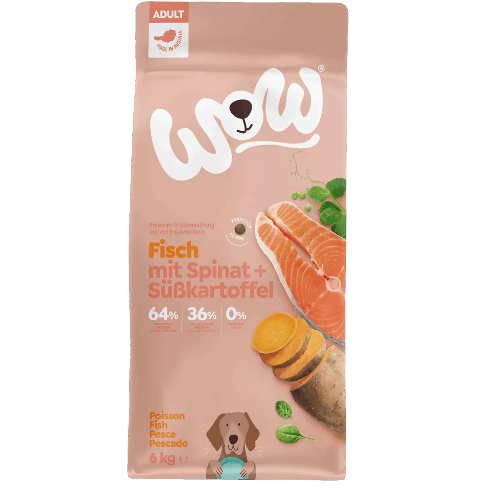 Trockenfutter für Hunde WOW Fisch Trockenfutter 1kg,6kg,12kg Tan
