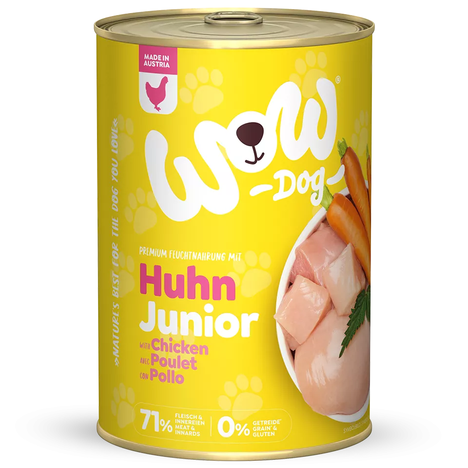 Hundefutter WOW Huhn Junior 150g,400g,800g Goldenrod