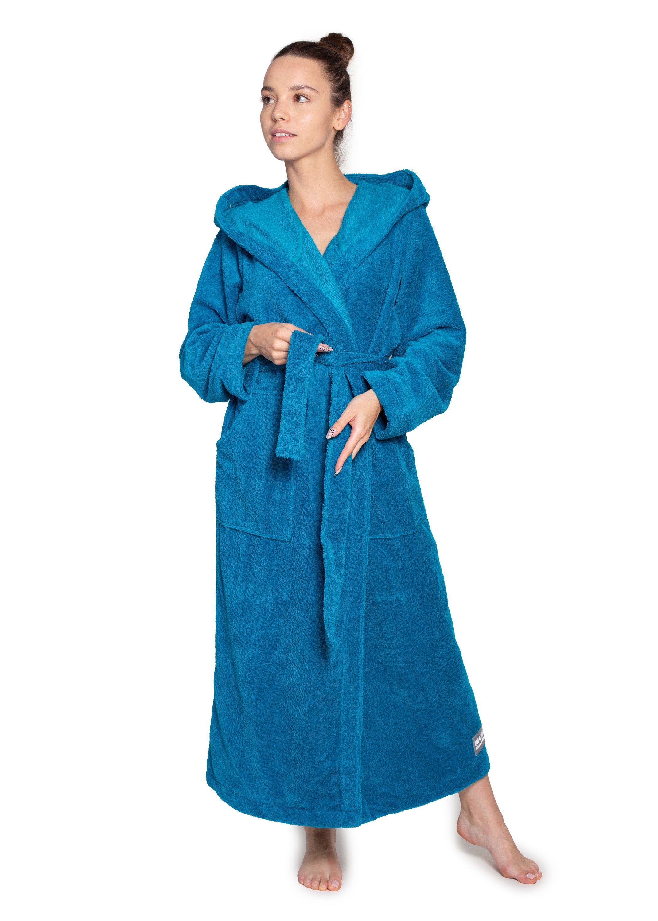 Bamboo Bademantel aus Bambusfaser, Frontalansicht Unisex Aqua XS/S/M,L/XL/XXL Dark Cyan