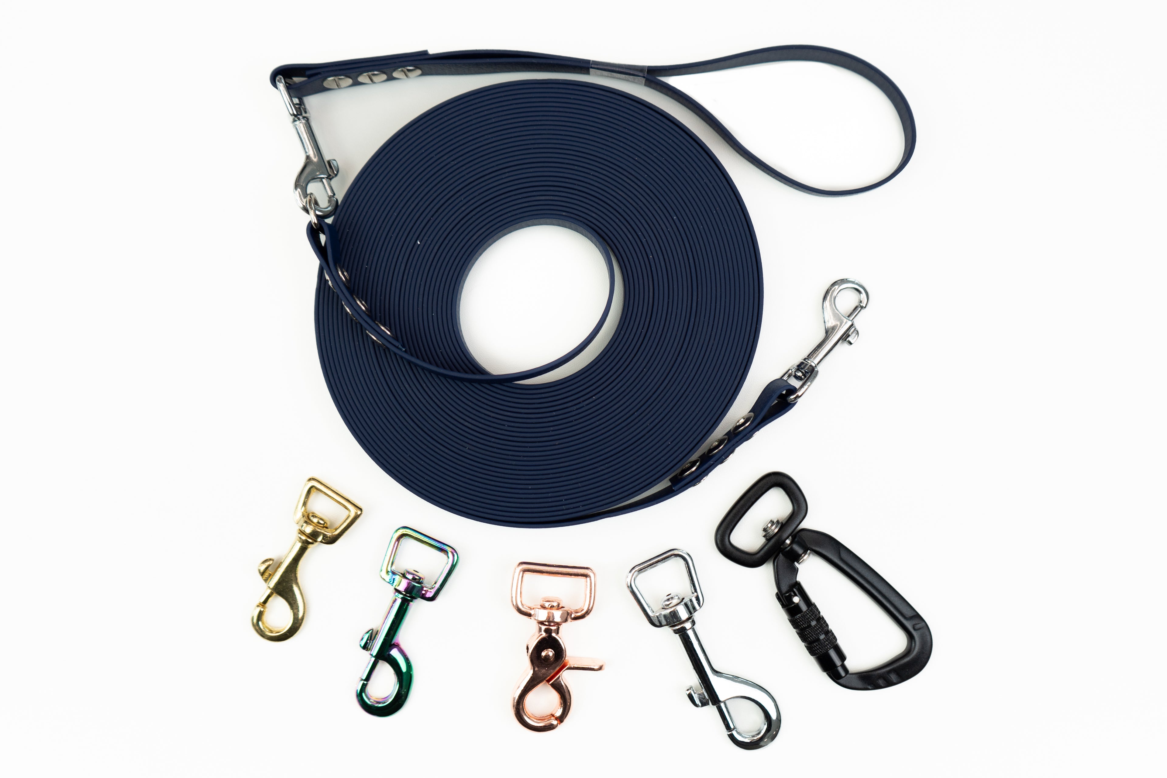 Schleppleine-Dunkelblau-19mm-5m-Sicherheitskarabiner-silber-mit abnehmbarer Handschlaufe