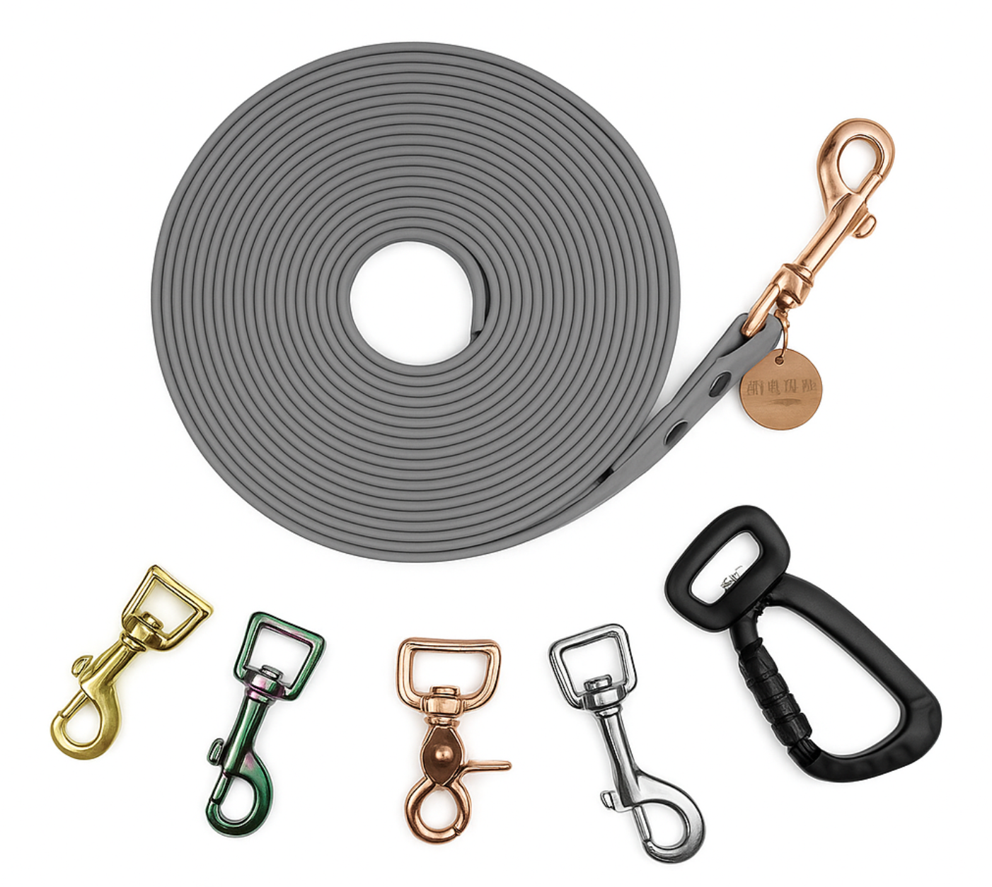 SuperflexSchleppleine-Grau-13mm-5m-Bolzenkarabiner-silber-abHS