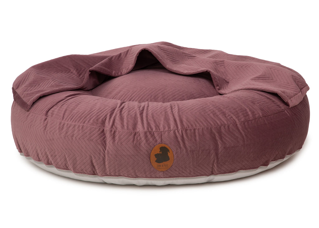 Wechselbezug orthopädisches Hundebett mit Höhle ZickZack Mauve / Oval / S (80x60cm),Mauve / Oval / M (100x80cm),Mauve / Oval / L (120x100cm),Mauve / Oval / XL (140x120cm) Dim Gray