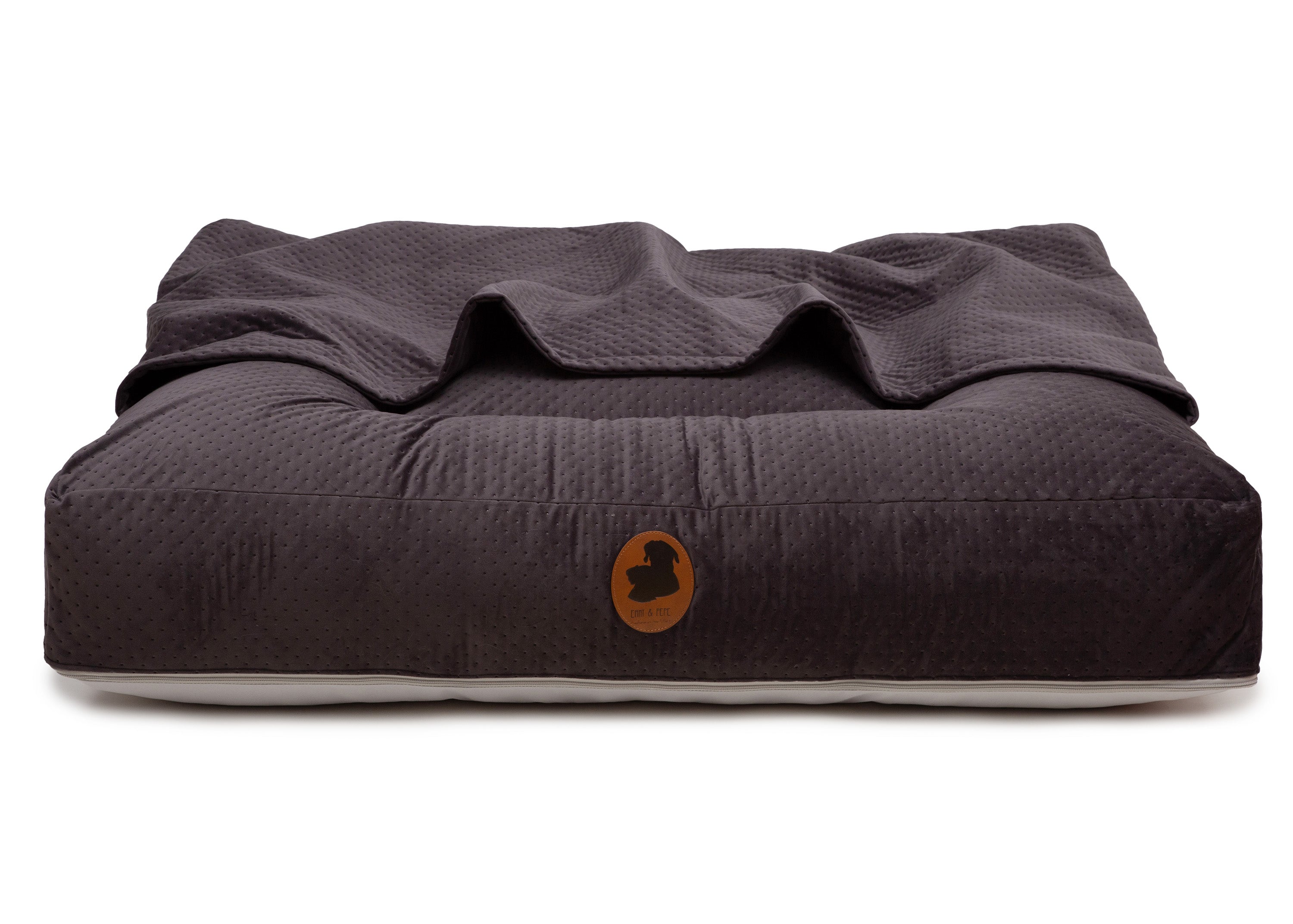 Wau-Bed orthopädisches Hundebett mit Höhle Dot Dark Grey / Eckig / S (80x60cm),Dark Grey / Eckig / M (100x80cm),Dark Grey / Eckig / L (120x100cm),Dark Grey / Eckig / XL (140x120cm) Dark Slate Gray