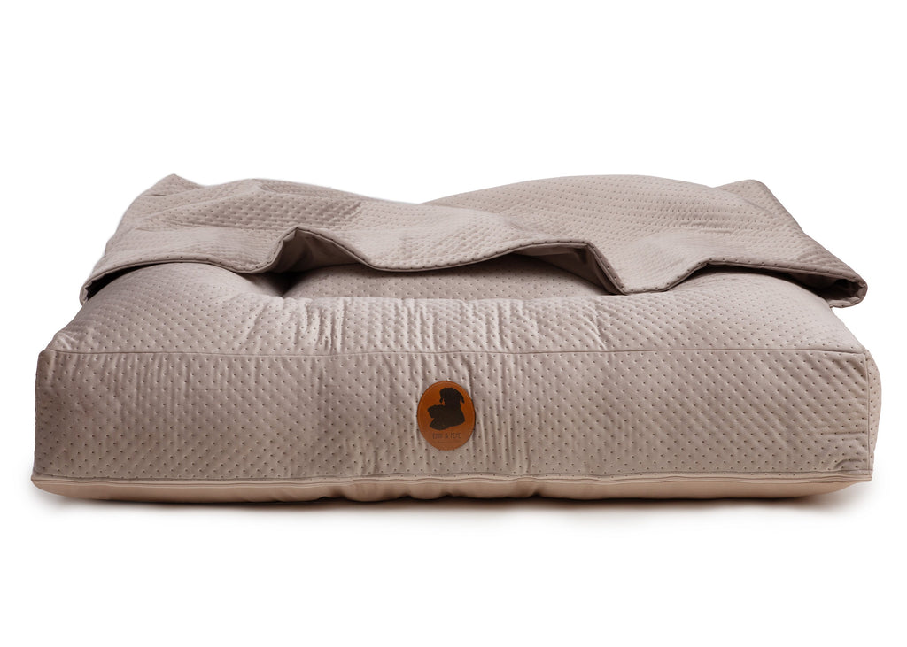 Wau-Bed orthopädisches Hundebett mit Höhle Dot Taupe / Eckig / S (80x60cm),Taupe / Eckig / M (100x80cm),Taupe / Eckig / L (120x100cm),Taupe / Eckig / XL (140x120cm) Rosy Brown