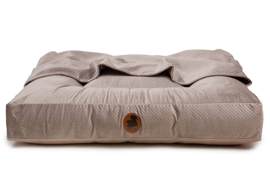Wechselbezug orthopädisches Hundebett mit Höhle ZickZack Taupe / Eckig / S (80x60cm),Taupe / Eckig / M (100x80cm),Taupe / Eckig / L (120x100cm),Taupe / Eckig / XL (140x120cm) Rosy Brown