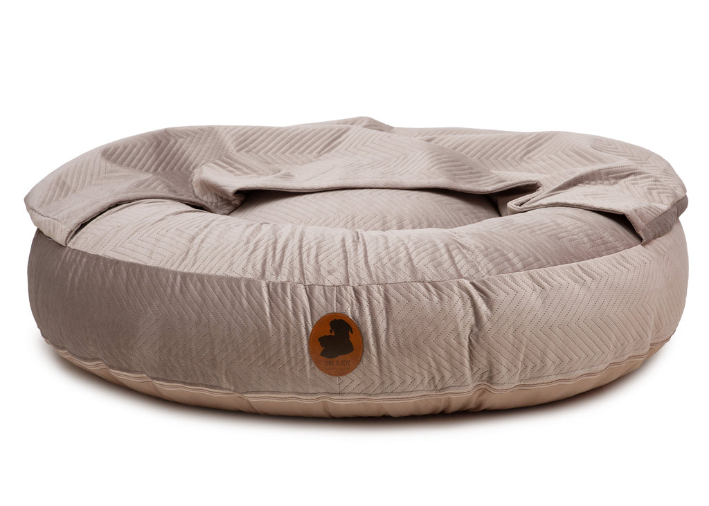 Wechselbezug orthopädisches Hundebett mit Höhle ZickZack Taupe / Oval / S (80x60cm),Taupe / Oval / M (100x80cm),Taupe / Oval / L (120x100cm),Taupe / Oval / XL (140x120cm) Rosy Brown