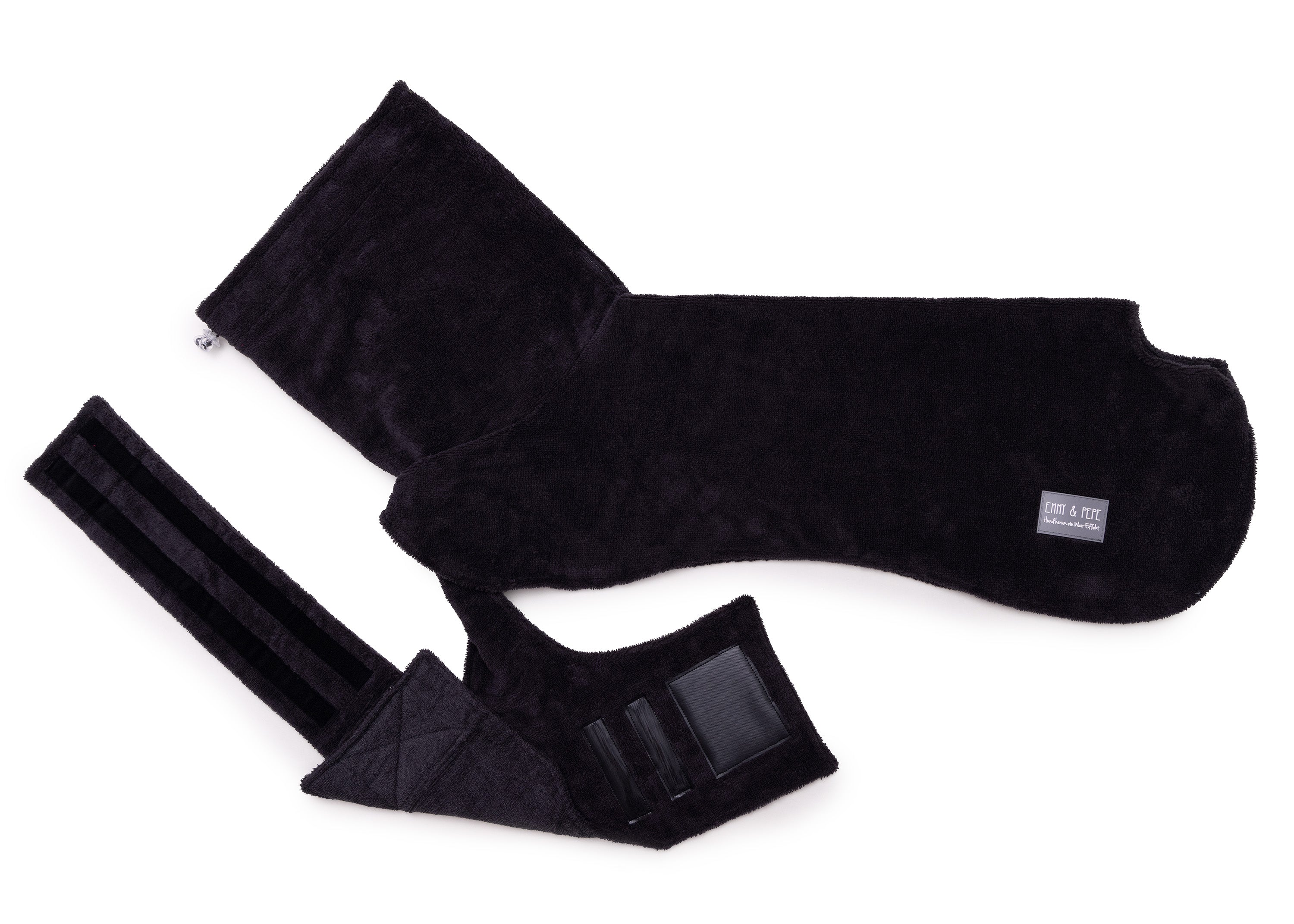 Hundebademantel aus Bambusfaser Grey  mit geöffnetem Brustteil