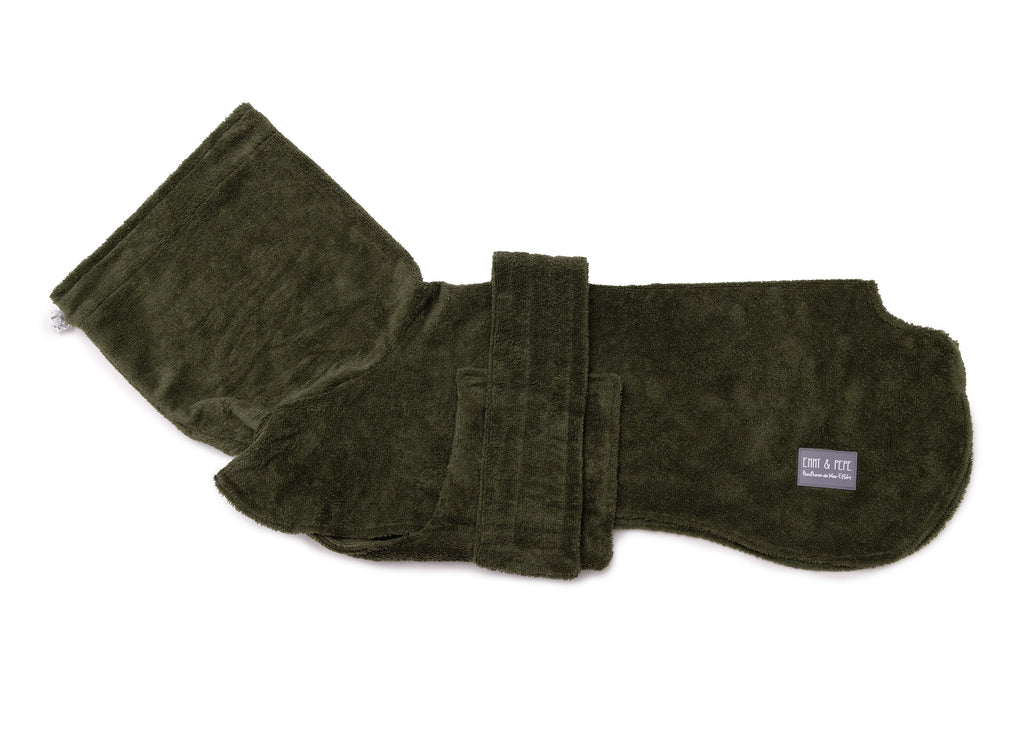 Hundebademantel aus Bambusfaser, Modell Olive , für große und kleine Hunde