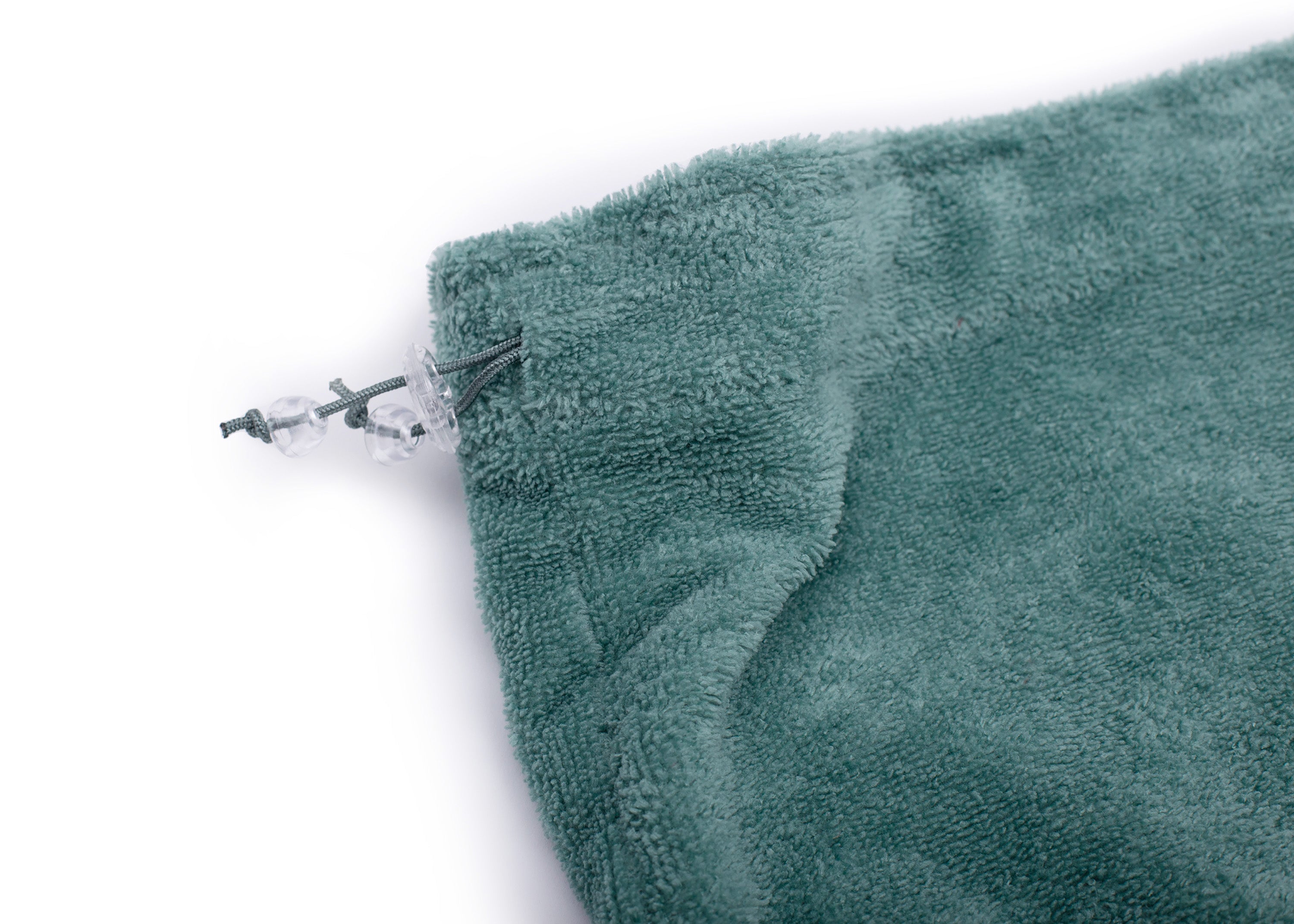 Hundebademantel aus Bambusfaser Rosmarin Detailansicht Halsteil