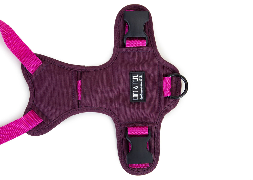 Hundegeschirr Pink Berry Rückenpatch Detailansicht