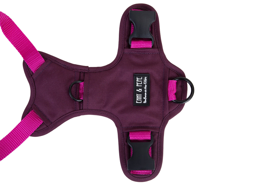 Hundegeschirr Pink Berry Rückenpatch Detailansicht