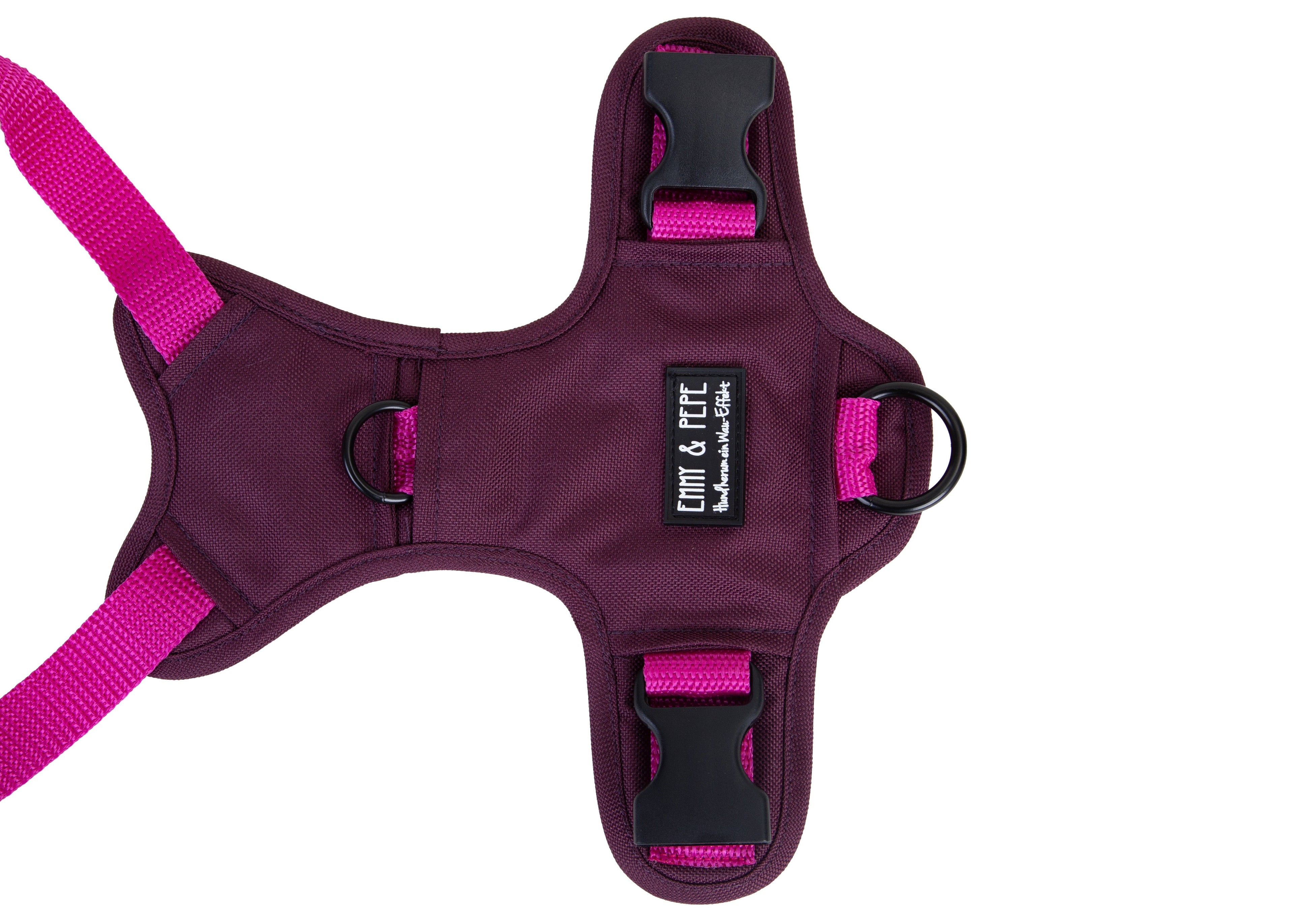 Hundegeschirr Pink Berry Rückenpatch Detailansicht