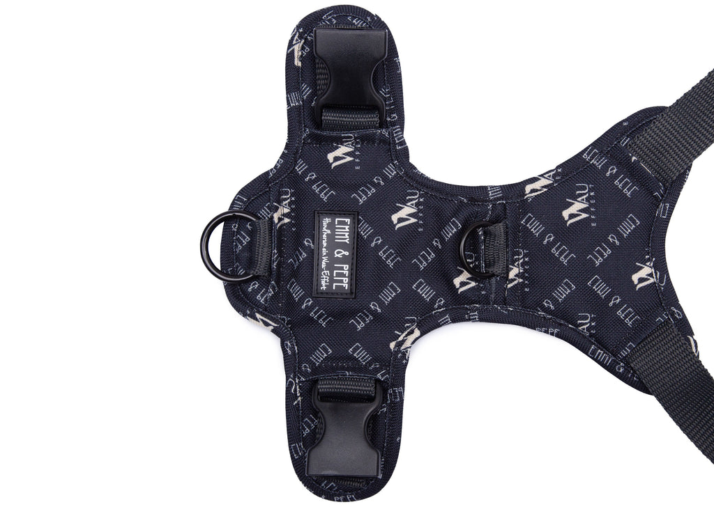 Hundegeschirr "Wau-Effekt" Black Rückenpatch Detailansicht