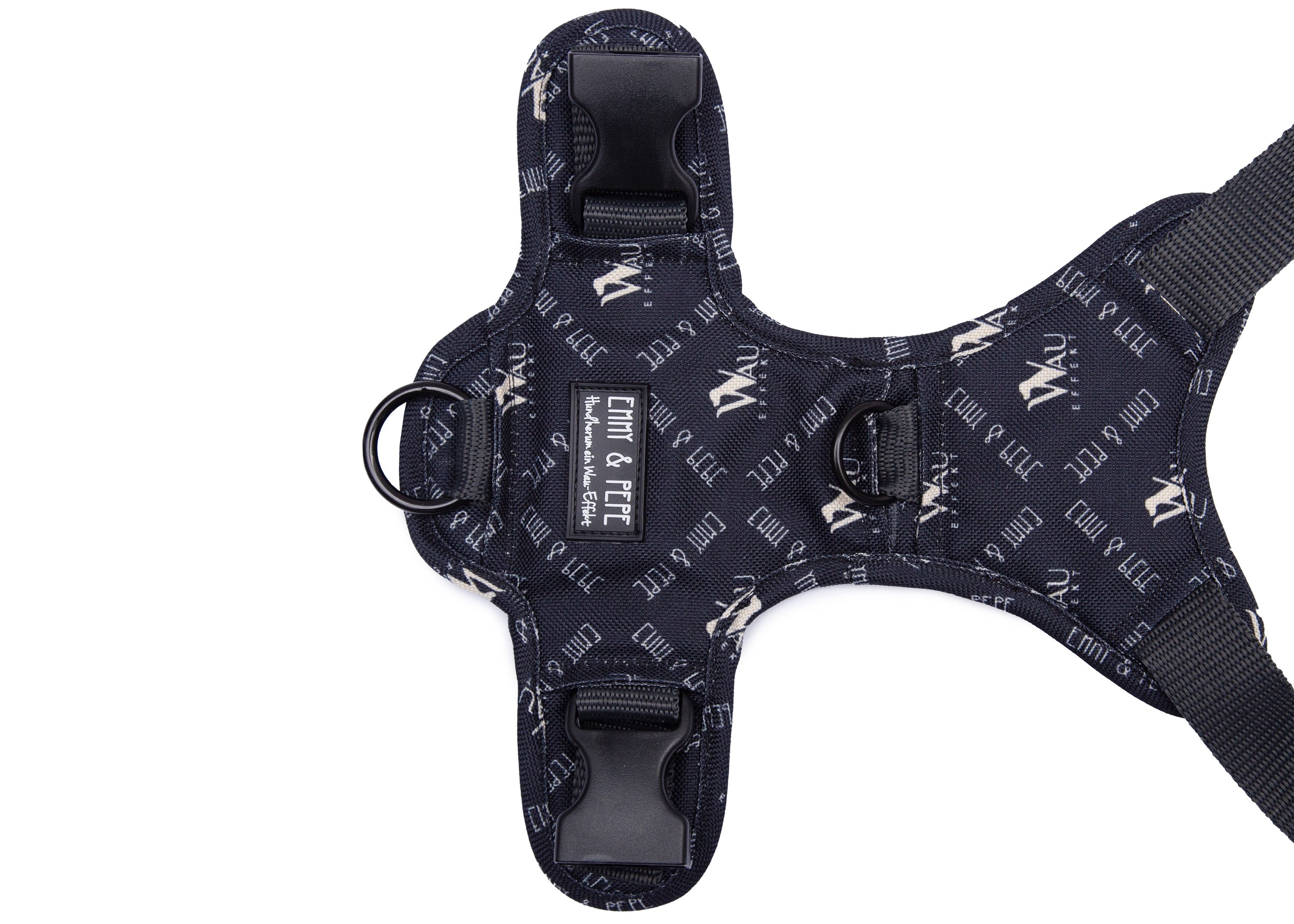 Hundegeschirr "Wau-Effekt" Black Rückenpatch Detailansicht