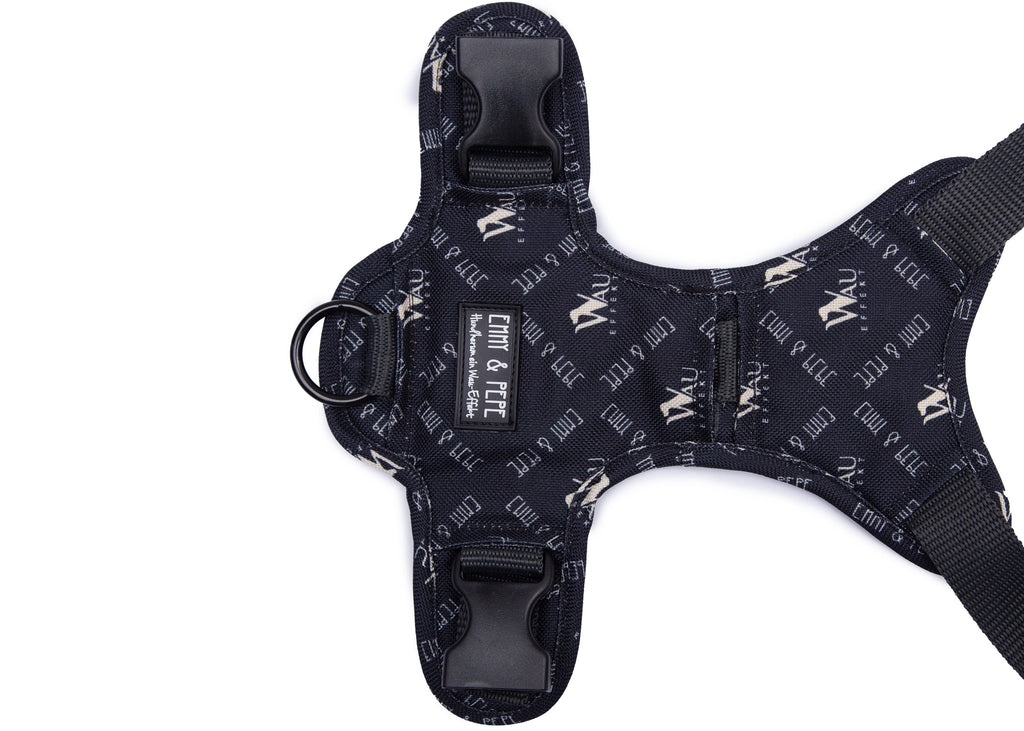 Hundegeschirr "Wau-Effekt" Black Rückenpatch Detailansicht