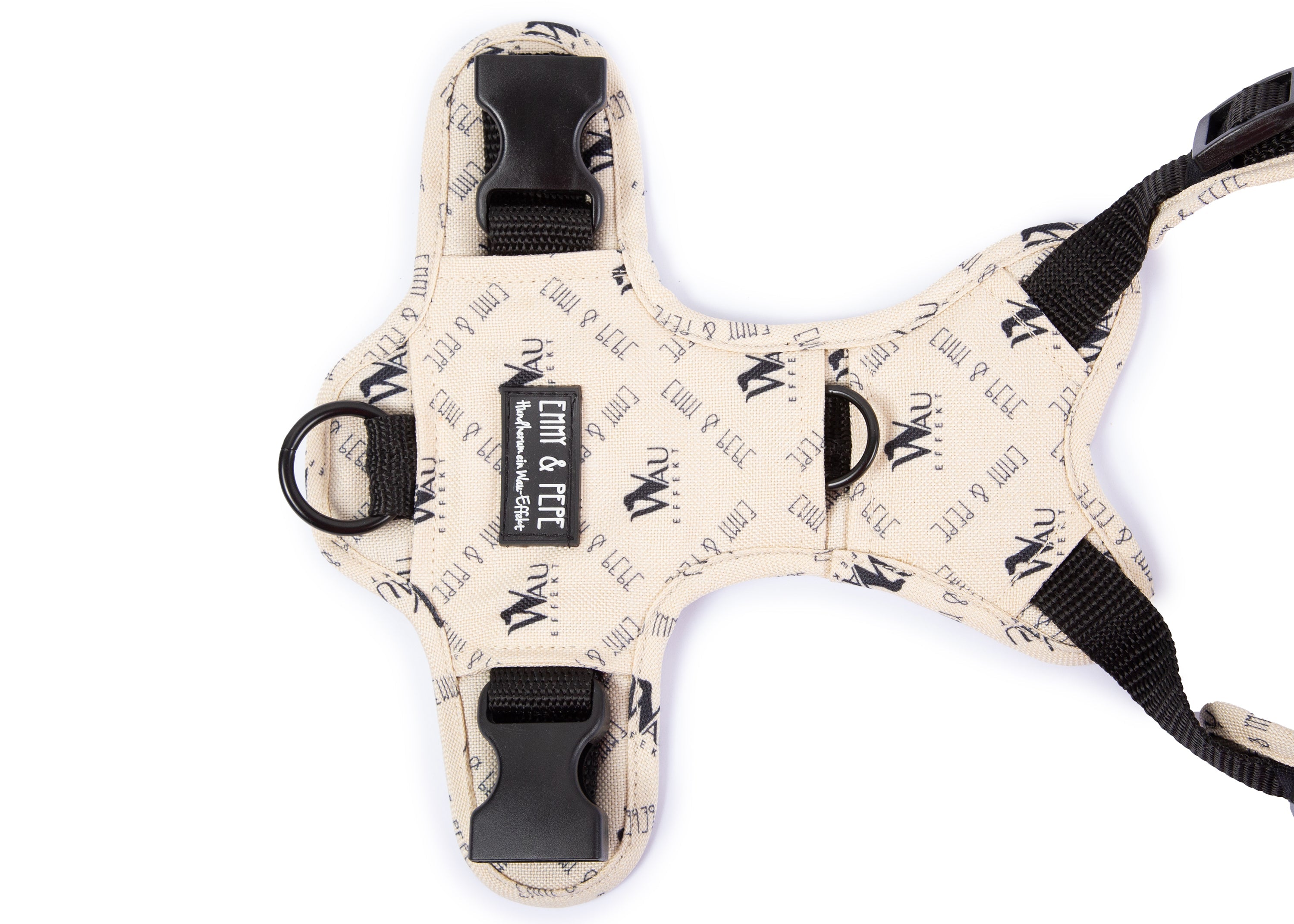 Hundegeschirr "Wau-Effekt" Creme Rückenpatch Detailansicht