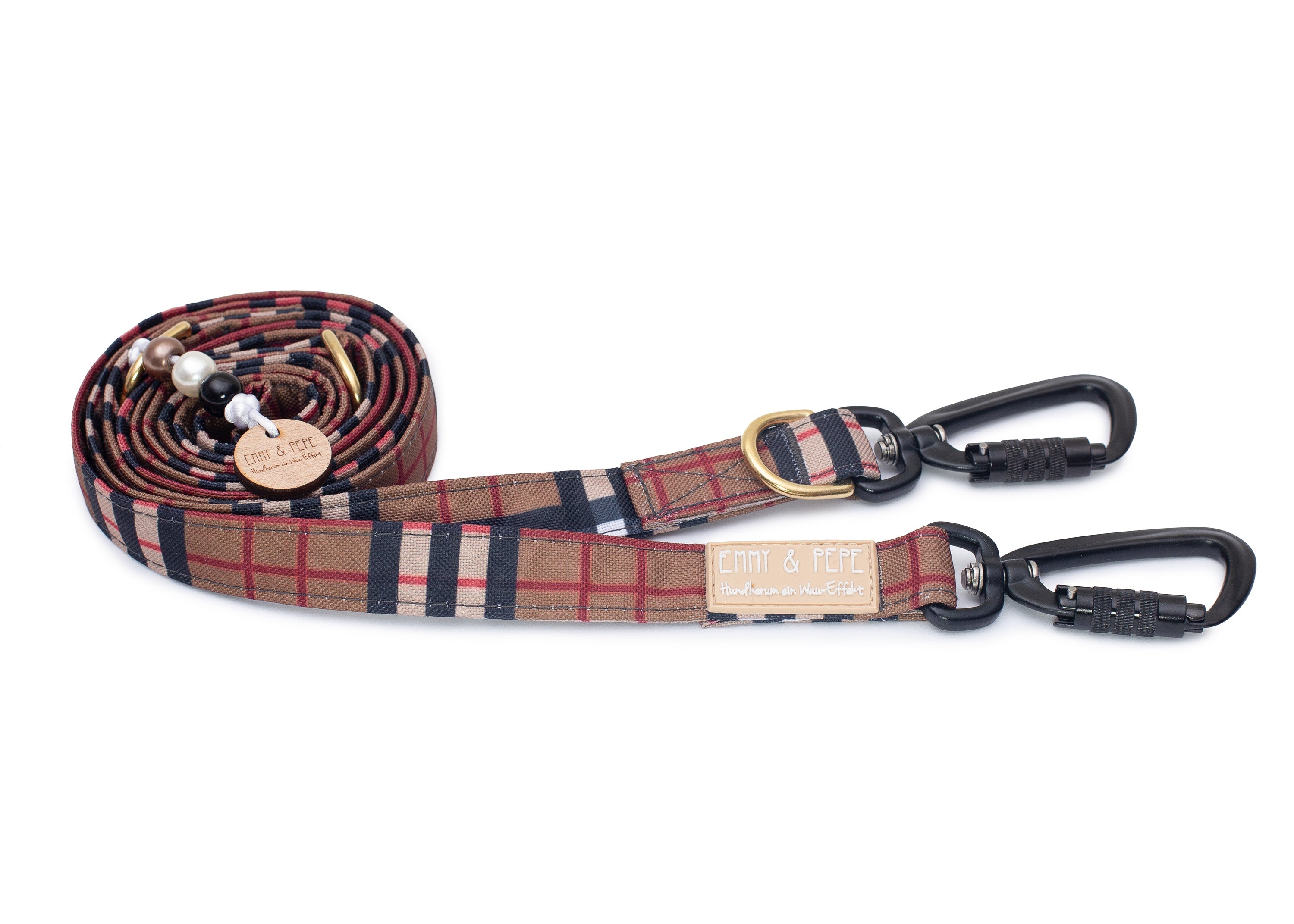 Hundeleine Sherlock, modischen Tartanmuster, mit Sicherheitskarabiner 