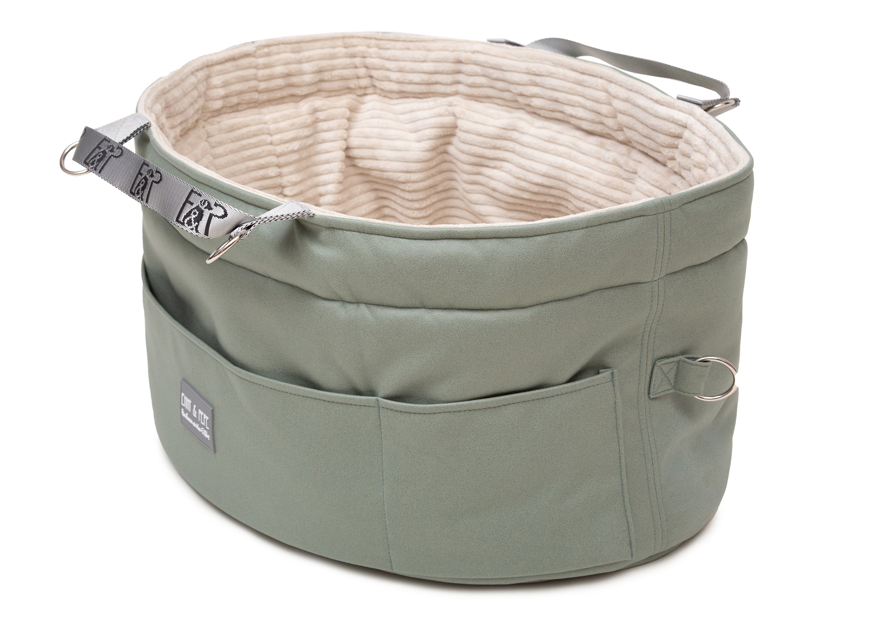 Wau-Snuggle Reisekörbchen Salbei Oval mit hochgeklapptem Rand