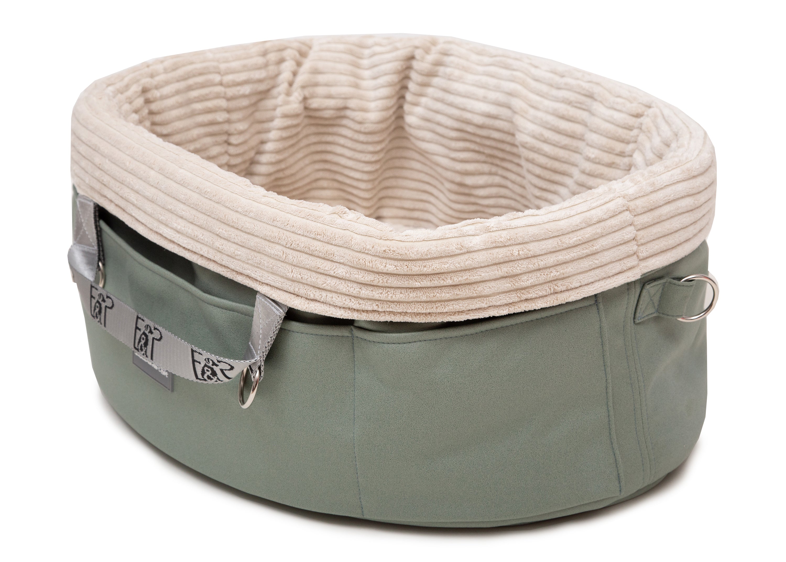 Wau-Snuggle Reisekörbchen, Modell: Salbei, helles Innenfutter, Oval 