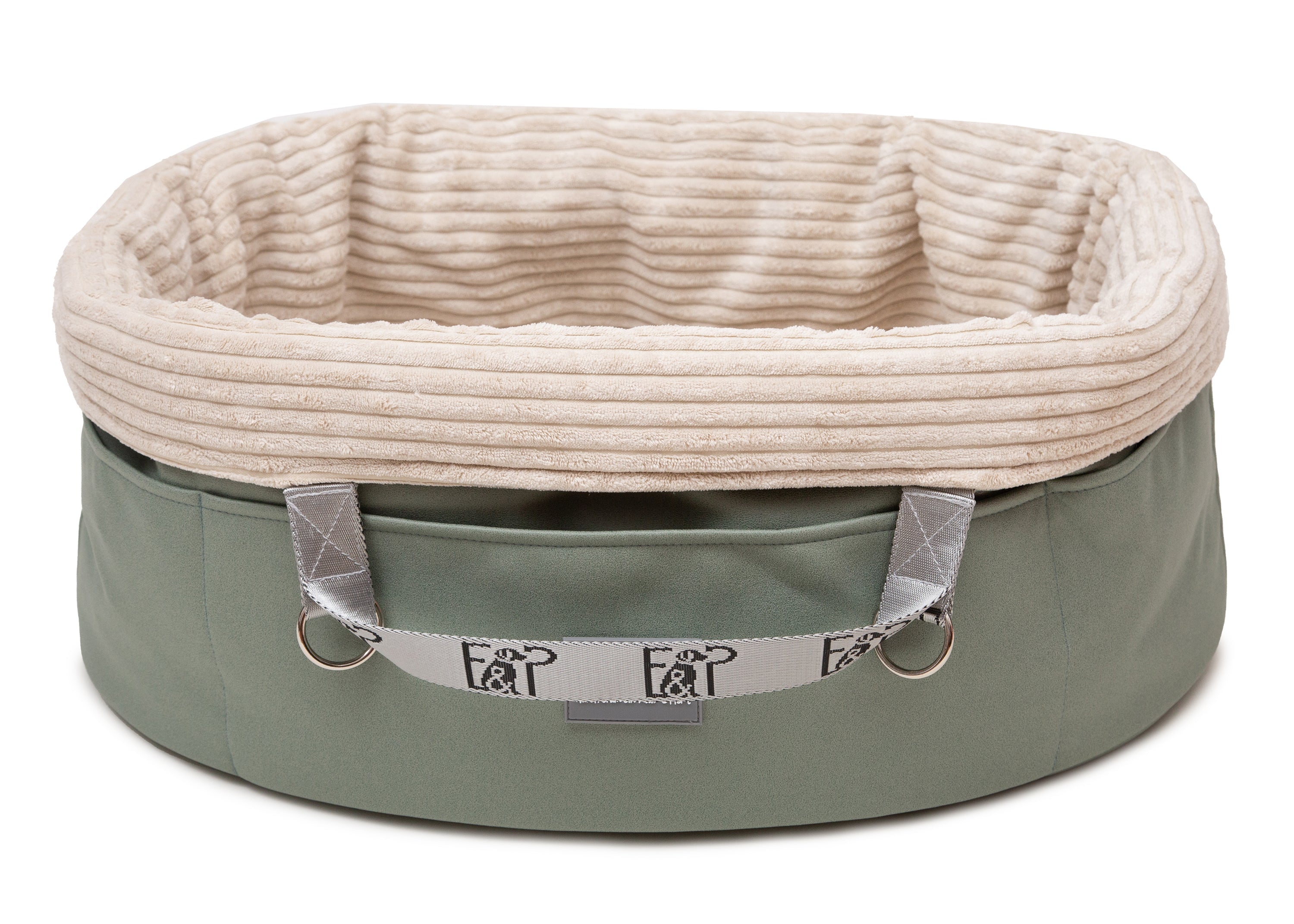 Wau-Snuggle Reisekörbchen Salbei Oval Frontalansicht