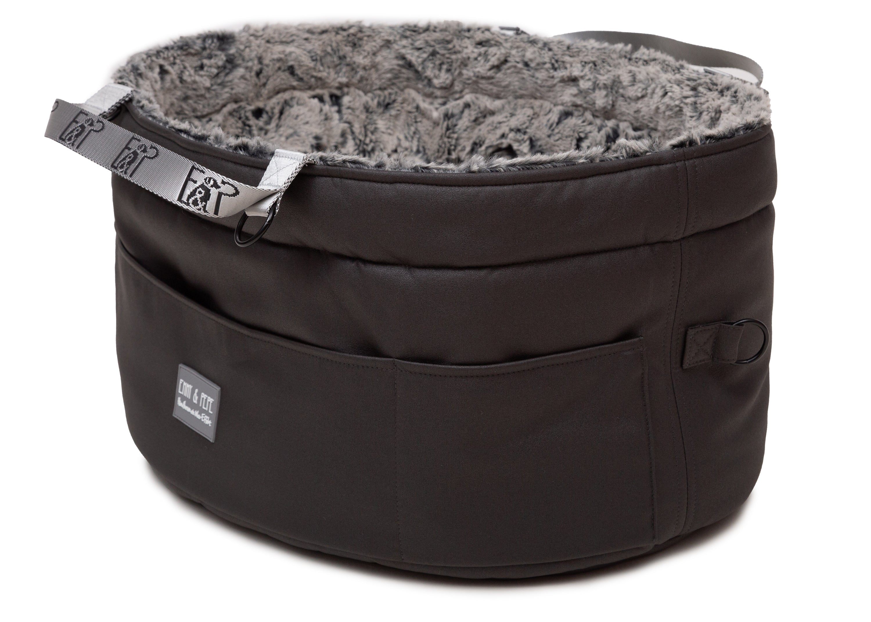 Wau-Snuggle Reisekörbchen Titan Silver Oval Seitenansicht