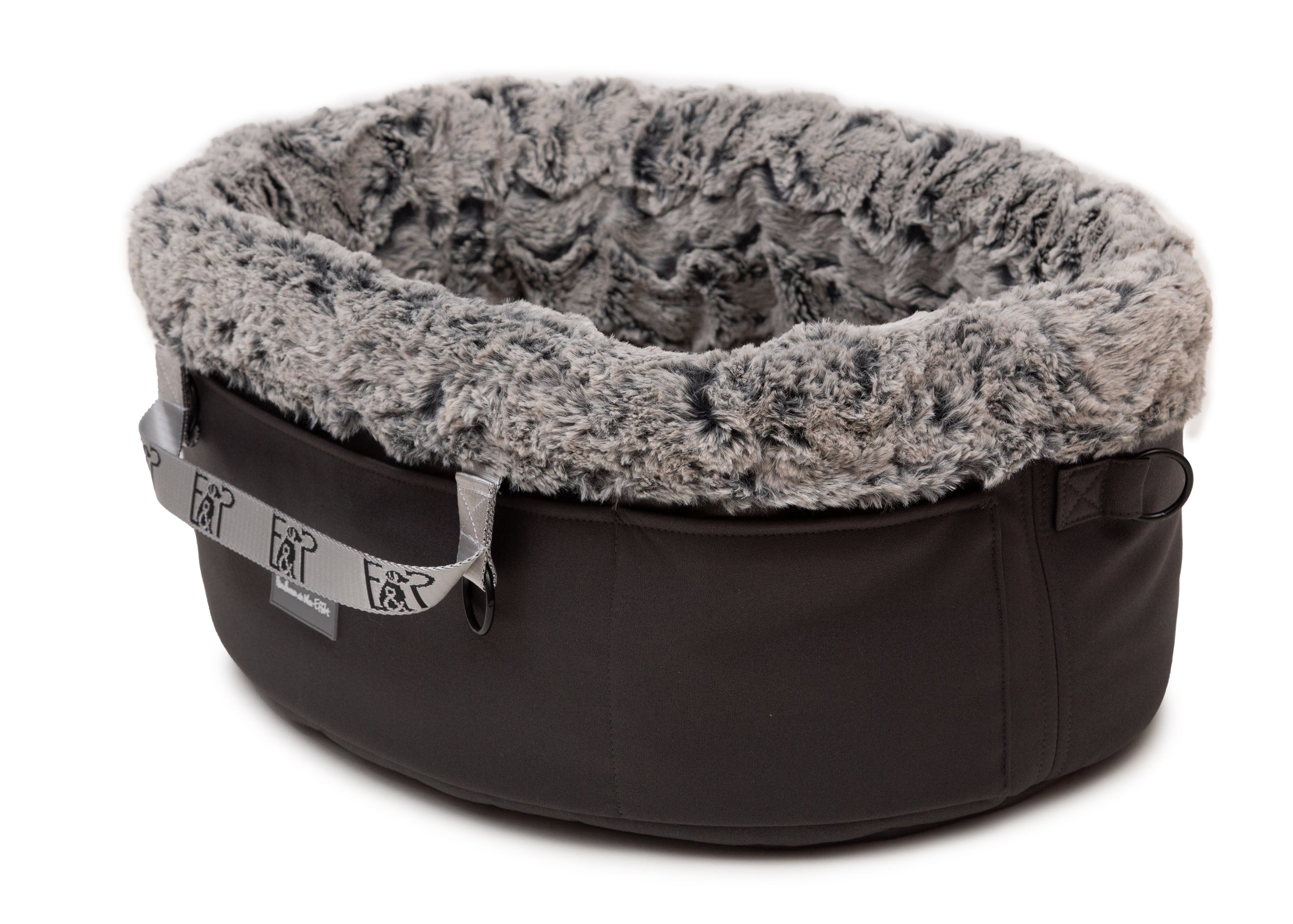 Wau-Snuggle Reisekörbchen Titan Silver Oval  mit heruntergeklapptem Rand