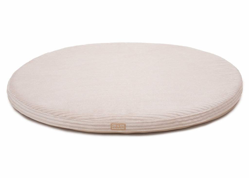 orthopädische Matte für Wau-Snuggle in Cord Creme in Oval frontale Ansicht - als zusätzliche Einlage fürs Reisebett