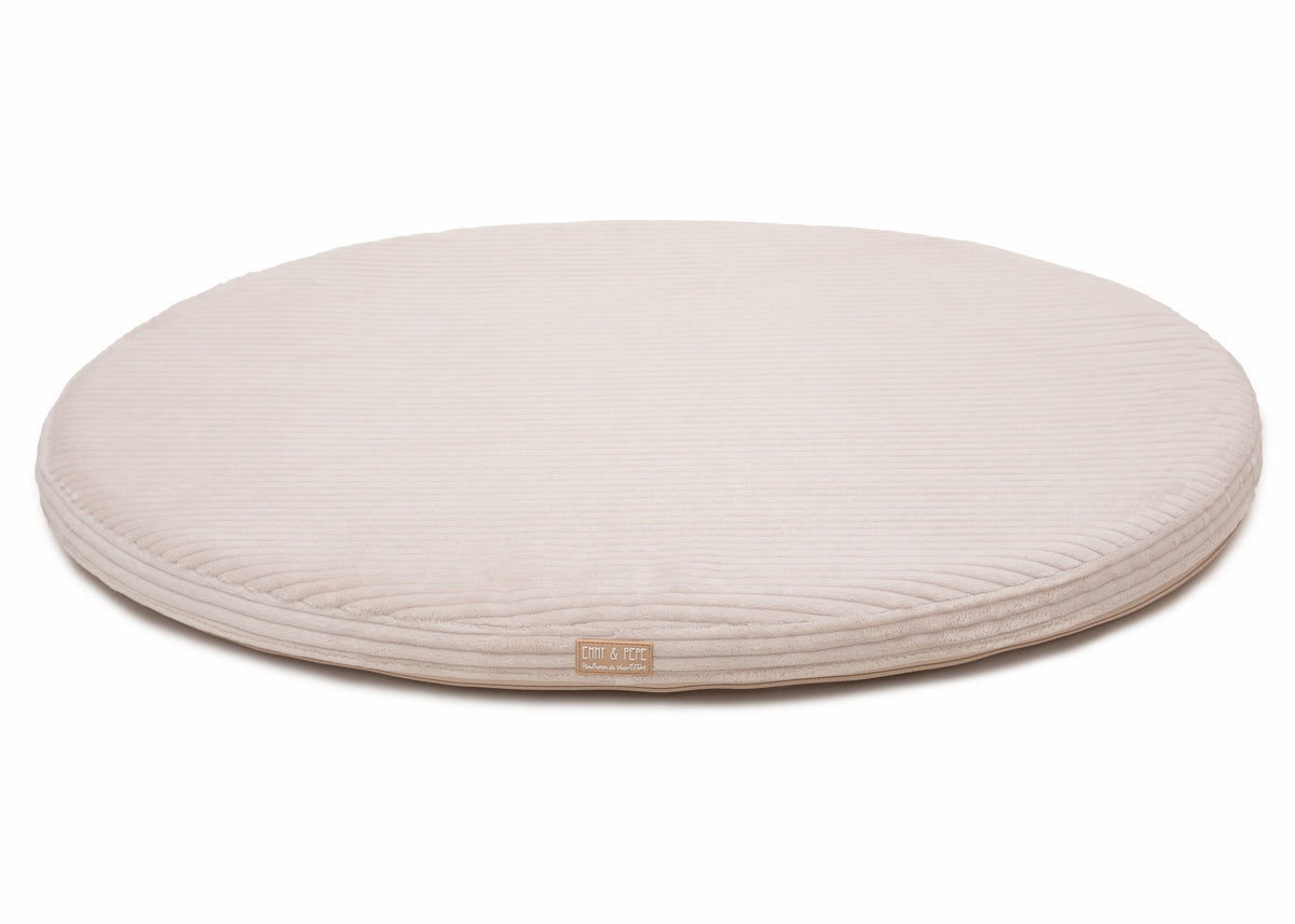 orthopädische Matte für Wau-Snuggle in Cord Creme in Oval frontale Ansicht - als zusätzliche Einlage fürs Reisebett