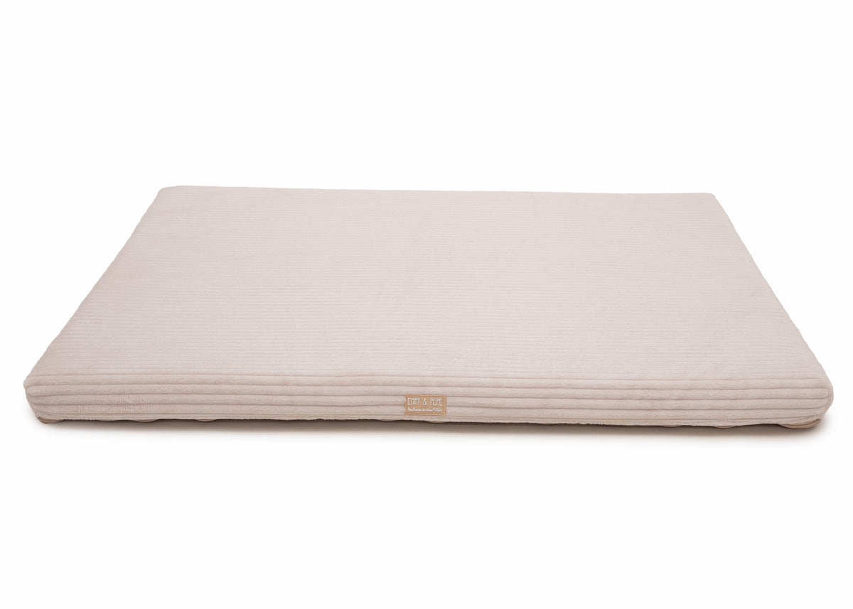 orthopädische Matte für Wau-Snuggle in Cord Creme in Eckig frontale Ansicht - als zusätzliche Einlage fürs Reisebett