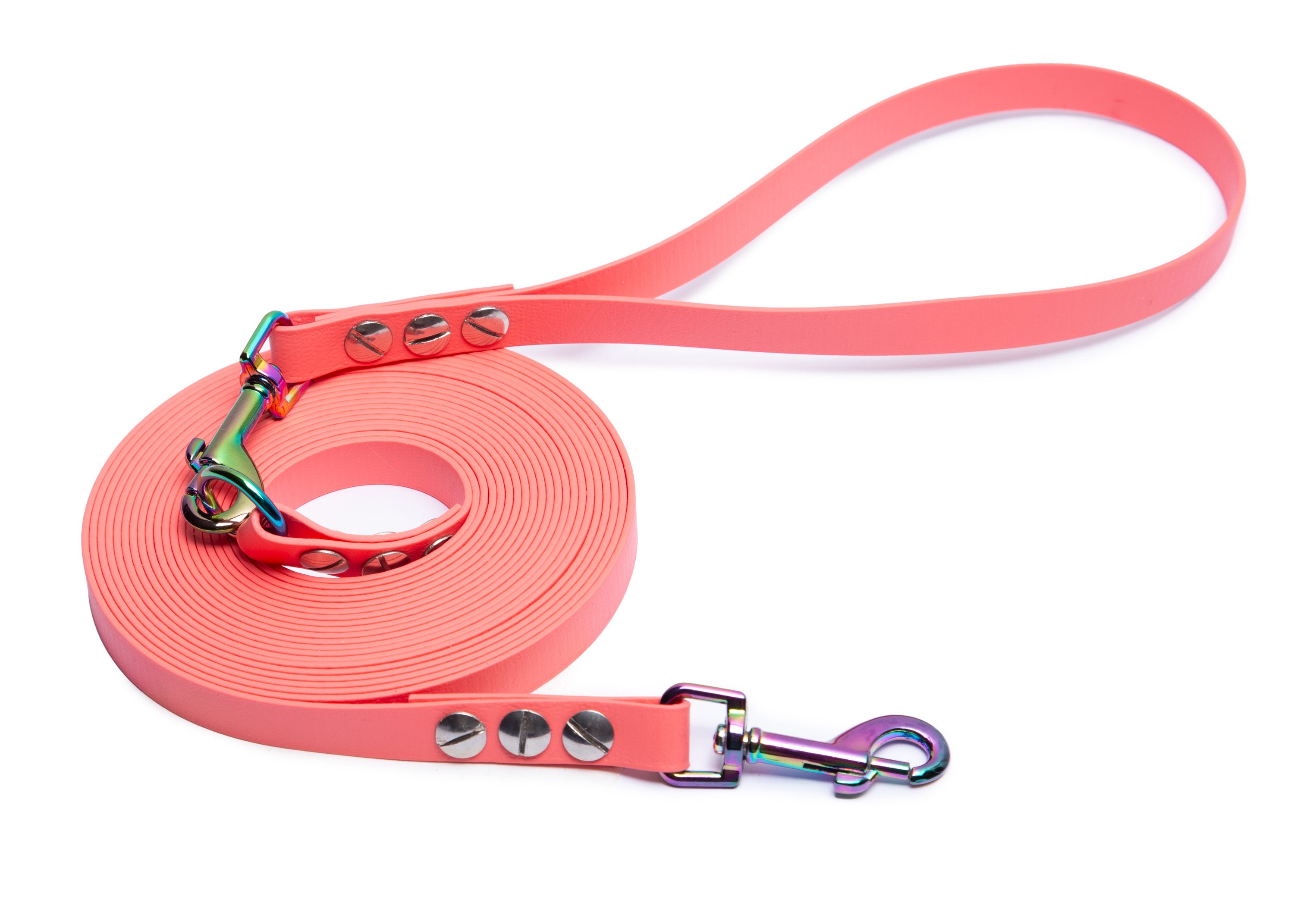 SuperflexSchleppleine-Apricot-13mm-10m-Bolzenkarabiner-rainbow-abHS