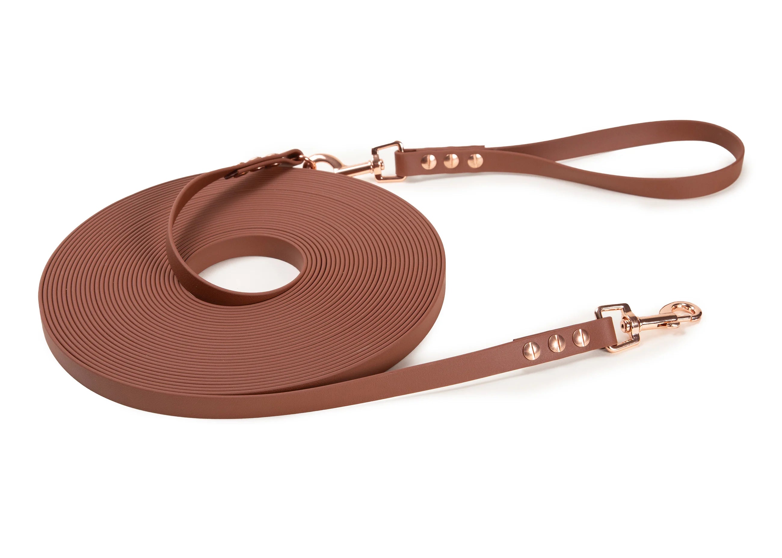 SuperflexSchleppleine-Hellbraun 5m mit abnehmbarer Handschlaufe - rose