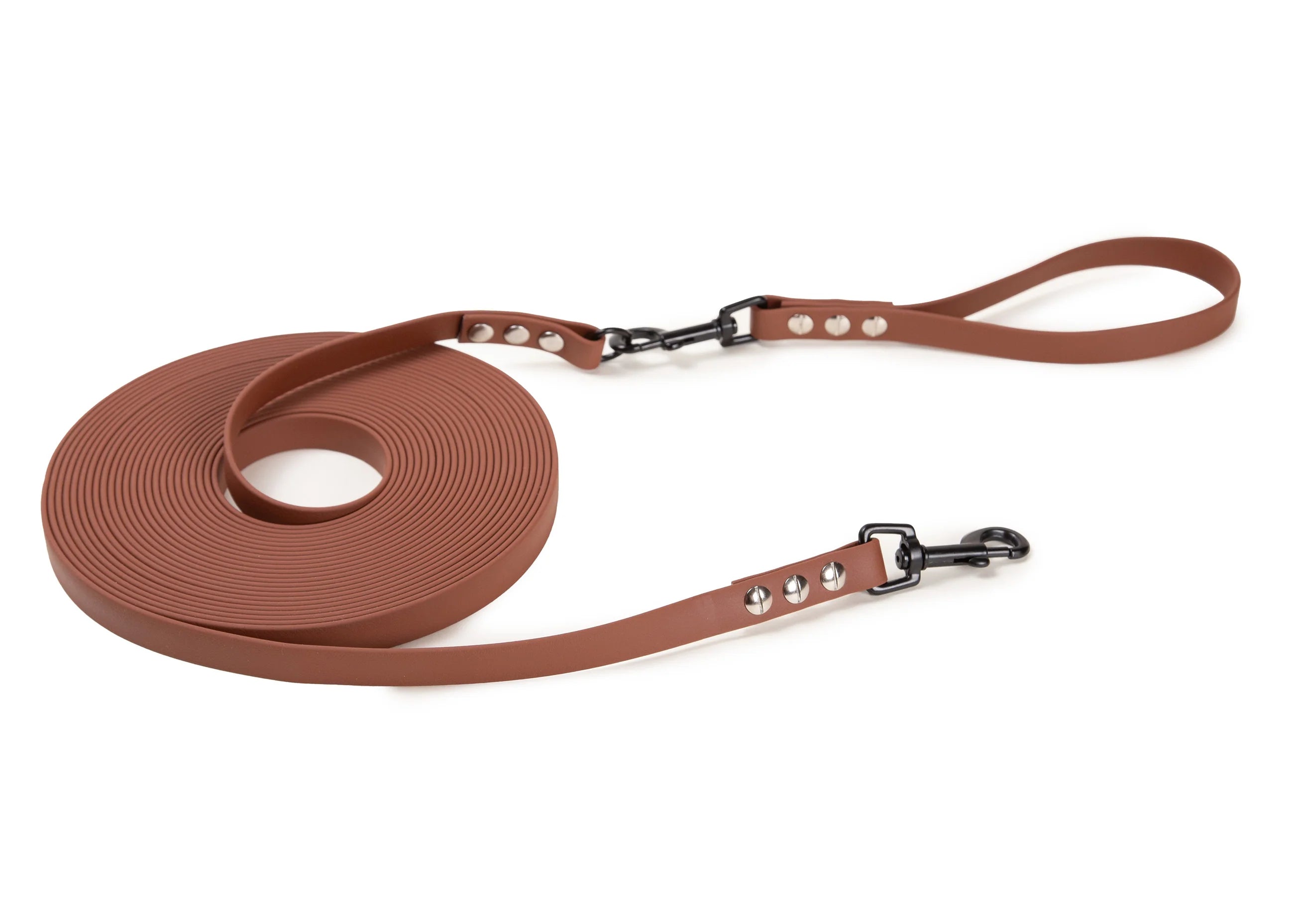 SuperflexSchleppleine-Hellbraun 5m mit abnehmbarer Handschlaufe - schwarz